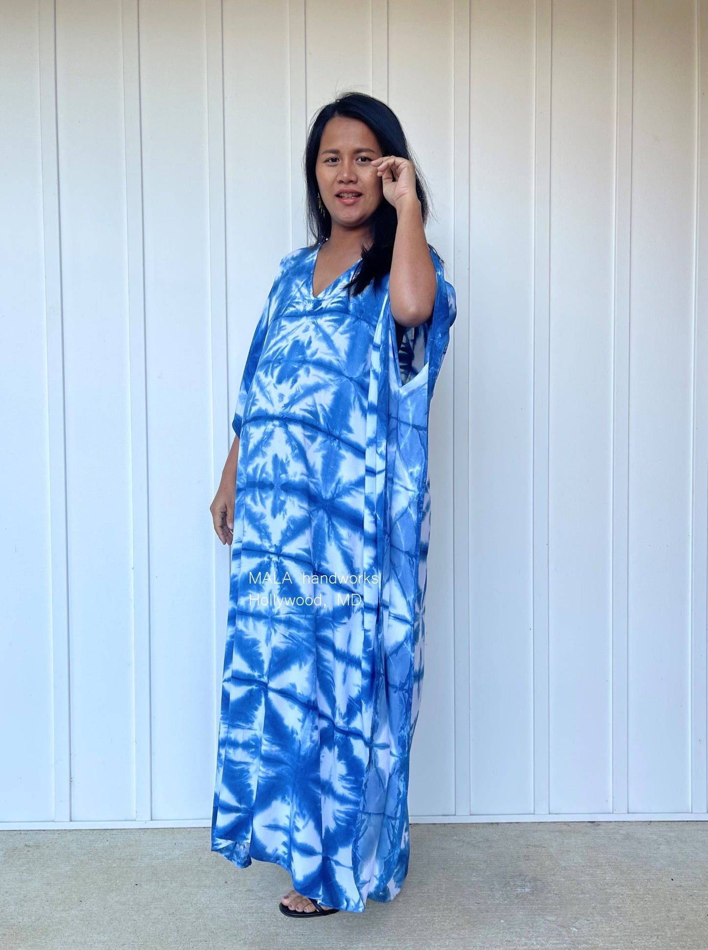 MALA handworks Indigo Kaftan in Hand Dyed Indigo Blue