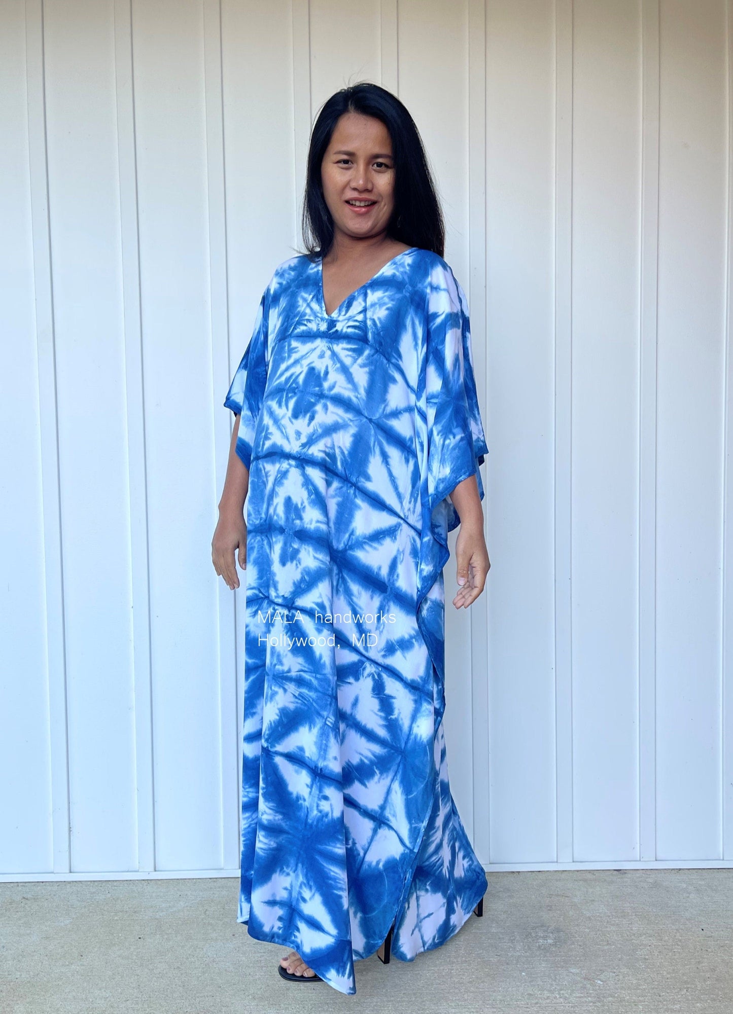 MALA handworks Indigo Kaftan in Hand Dyed Indigo Blue