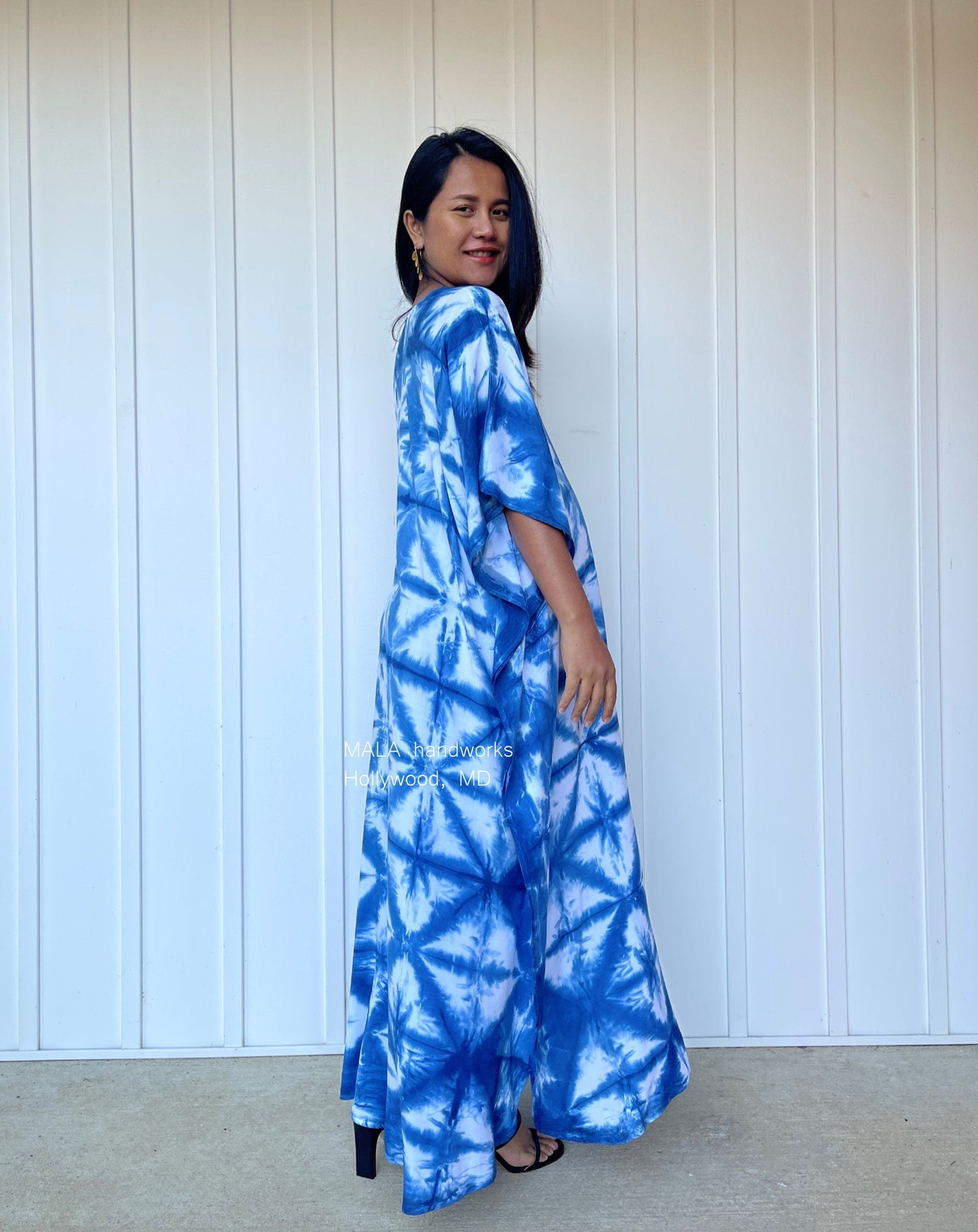 MALA handworks Indigo Kaftan in Hand Dyed Indigo Blue