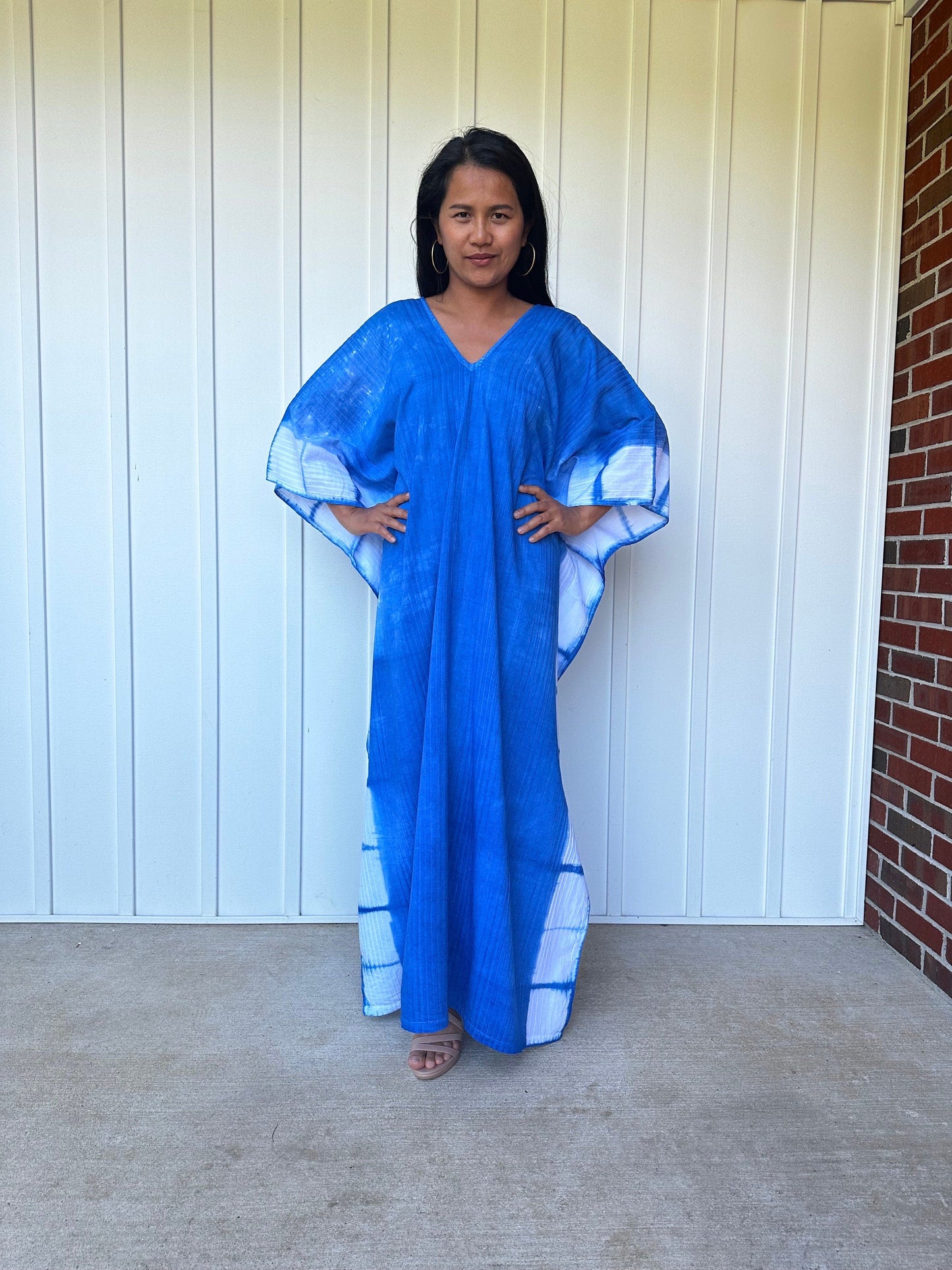 MALA handworks Indigo Kaftan in Hand Dyed Indigo Blue