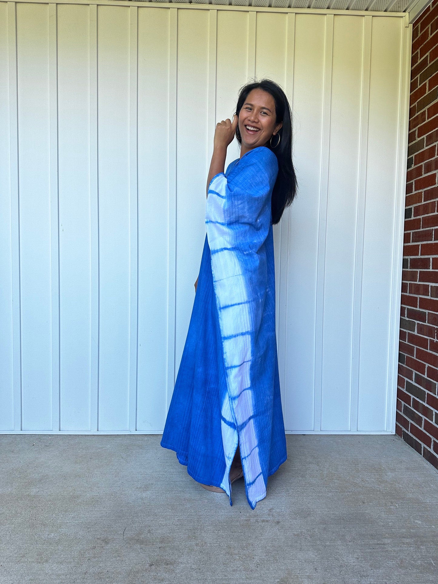 MALA handworks Indigo Kaftan in Hand Dyed Indigo Blue