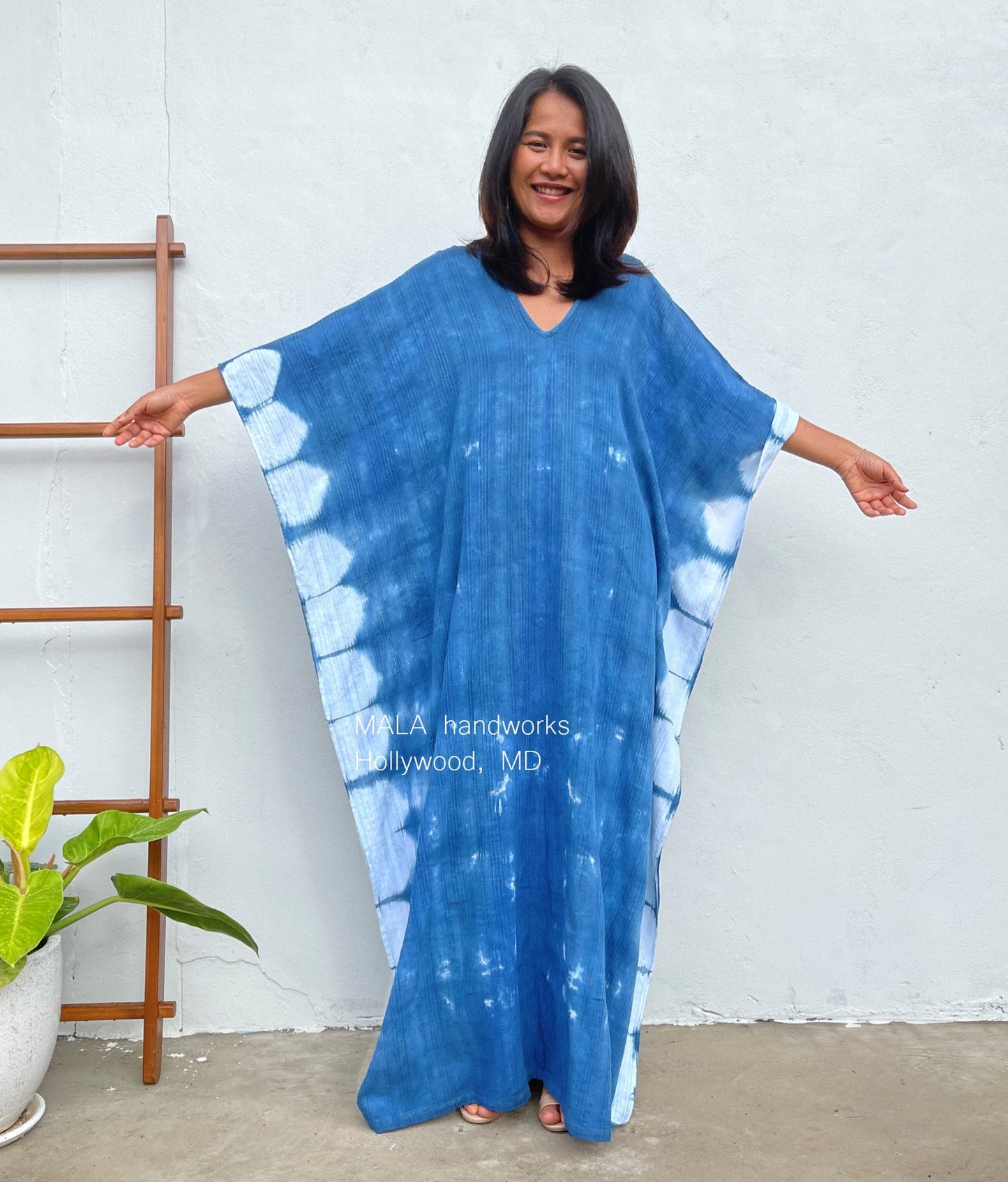MALA handworks Indigo Kaftan in Hand Dyed Indigo Blue