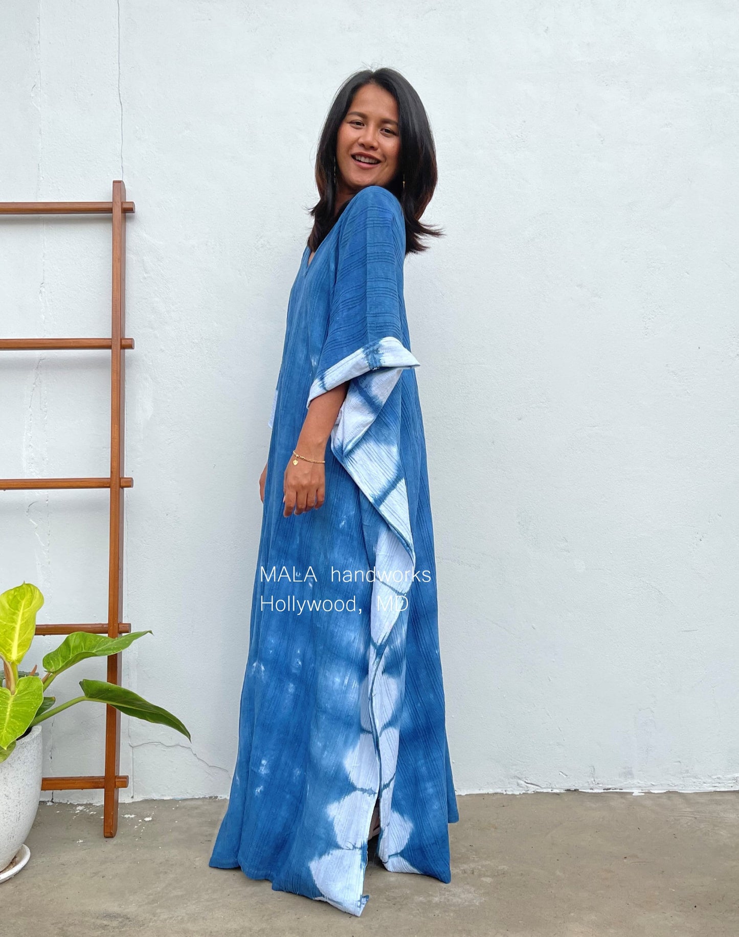 MALA handworks Indigo Kaftan in Hand Dyed Indigo Blue