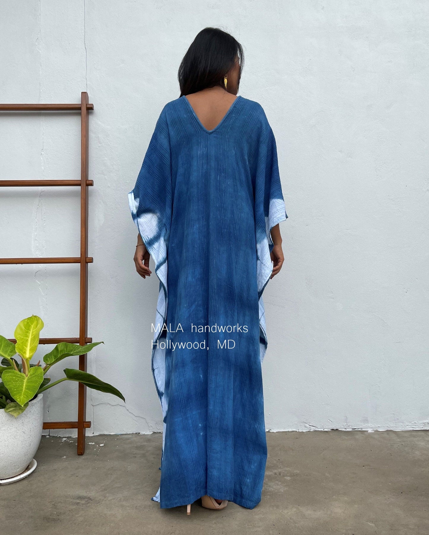 MALA handworks Indigo Kaftan in Hand Dyed Indigo Blue