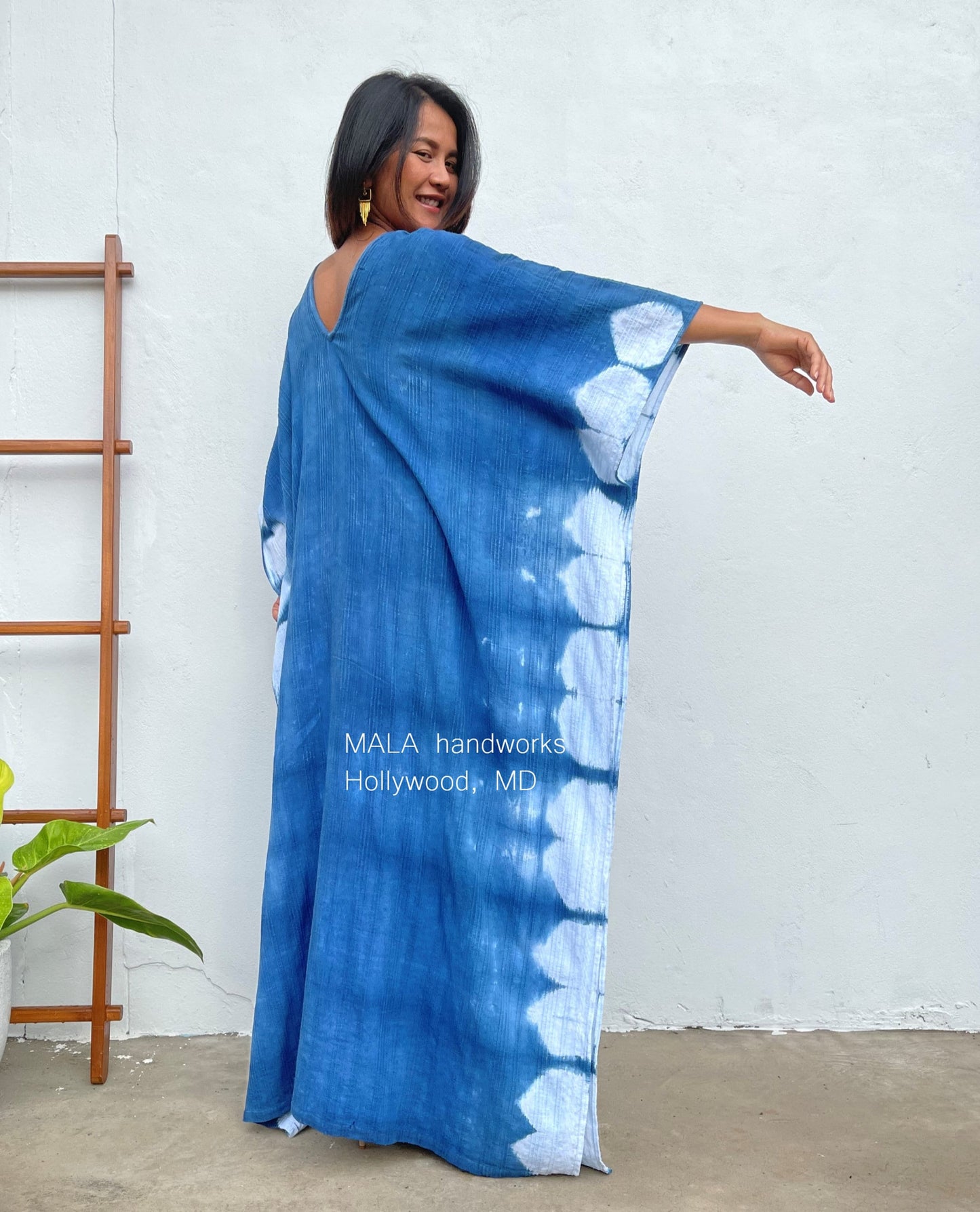 MALA handworks Indigo Kaftan in Hand Dyed Indigo Blue