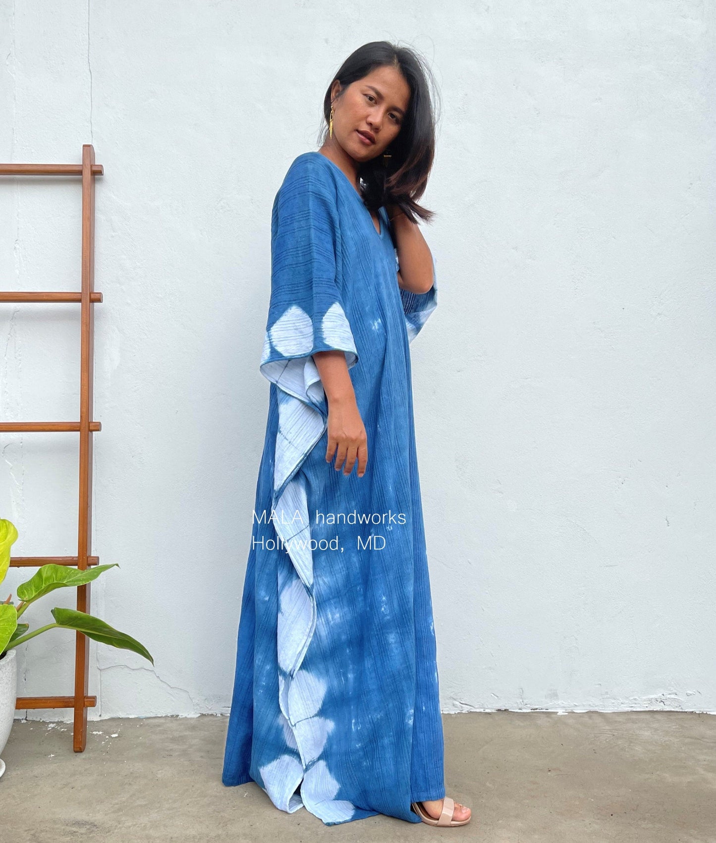 MALA handworks Indigo Kaftan in Hand Dyed Indigo Blue