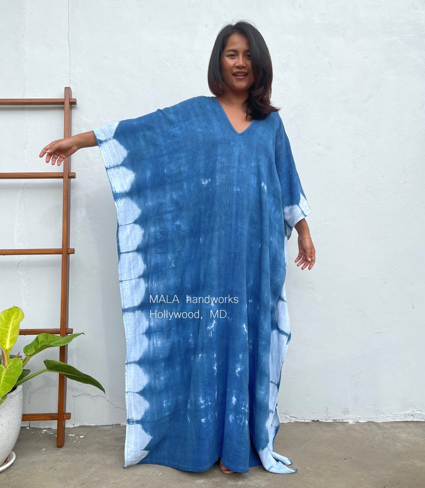 MALA handworks Indigo Kaftan in Hand Dyed Indigo Blue
