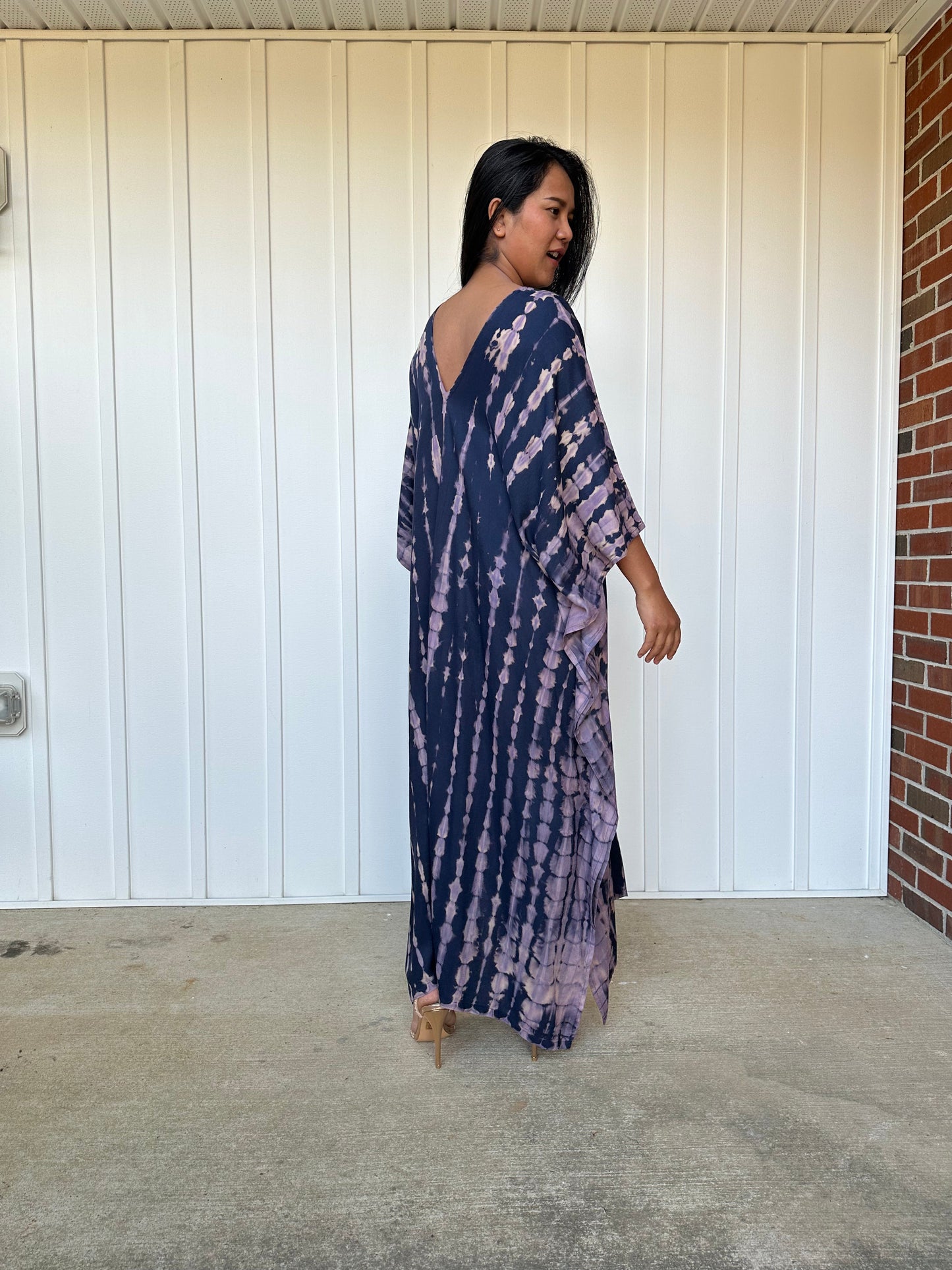 MALA handworks iynta Kaftan in Dark Blue and Purple Tie Dye