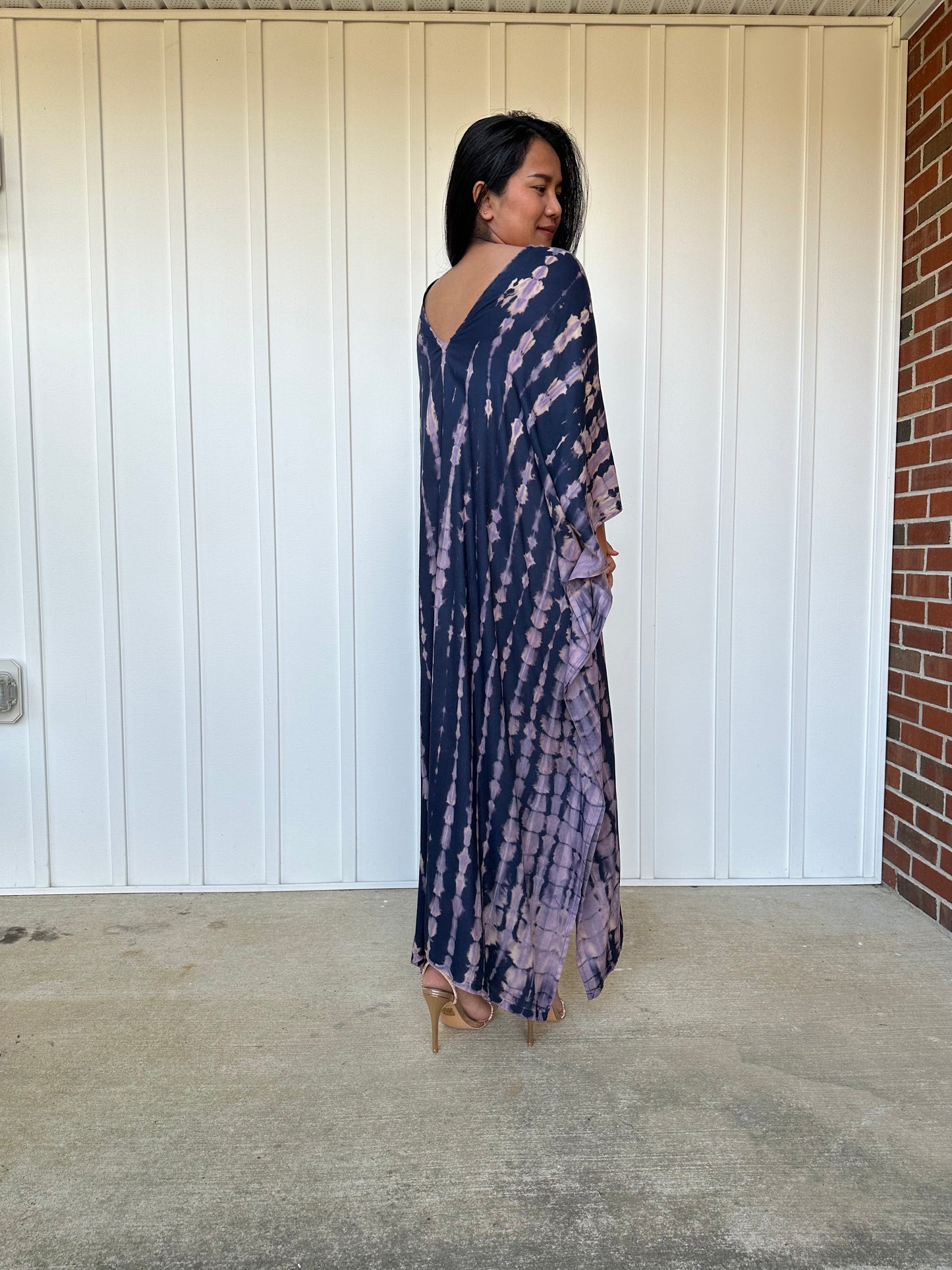 MALA handworks iynta Kaftan in Dark Blue and Purple Tie Dye