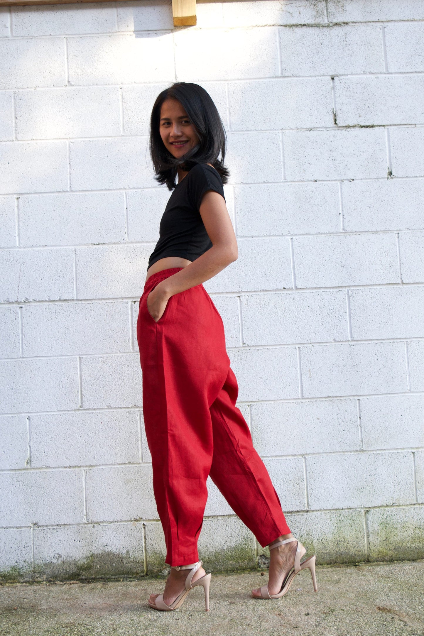 MALA handworks Ruby Lyla Linen pants in Red