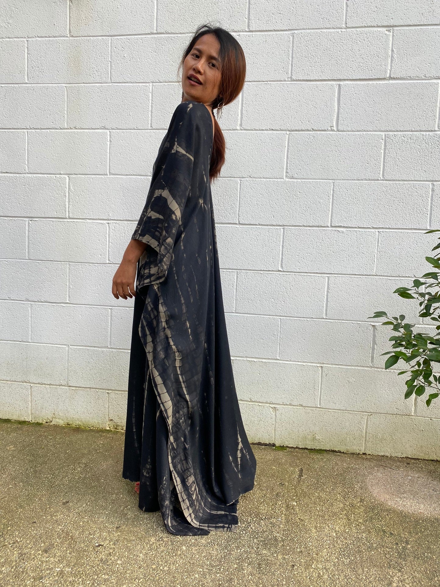 MALA handworks Mala Kaftan in Black Tie Dye