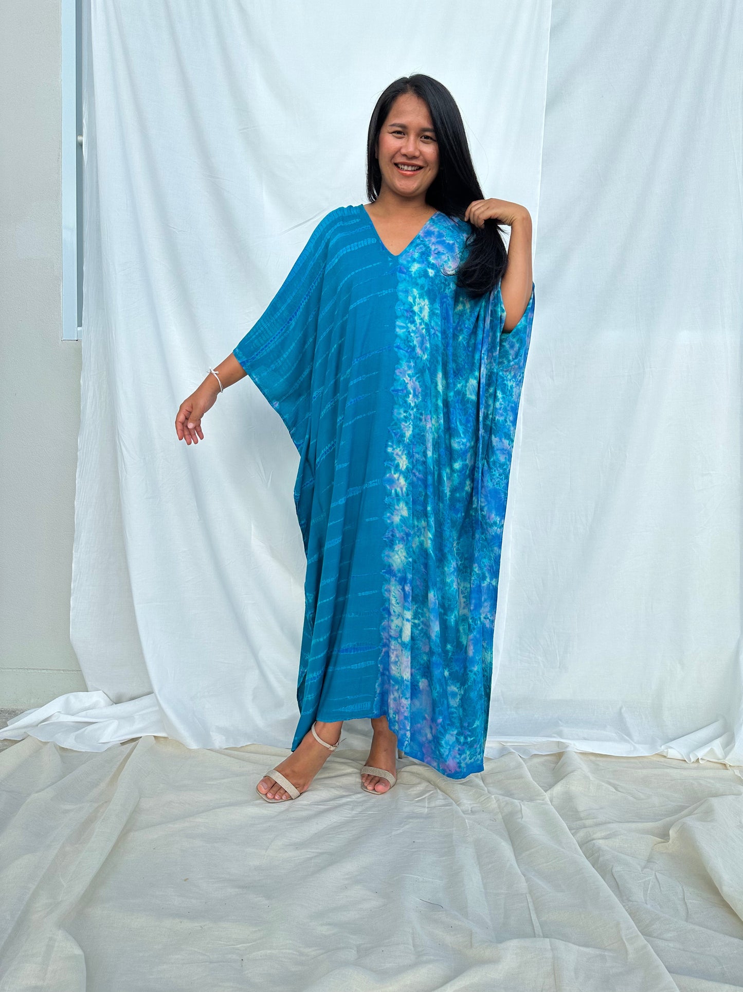 MALA handworks Mala Kaftan in Blue Teal Tie Dye