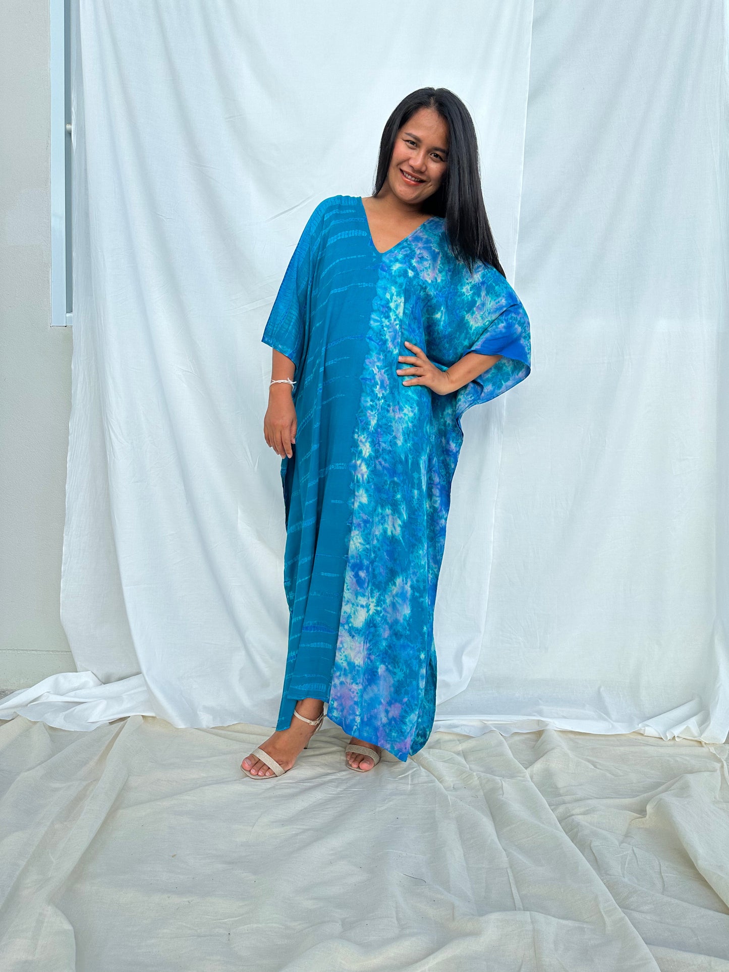MALA handworks Mala Kaftan in Blue Teal Tie Dye