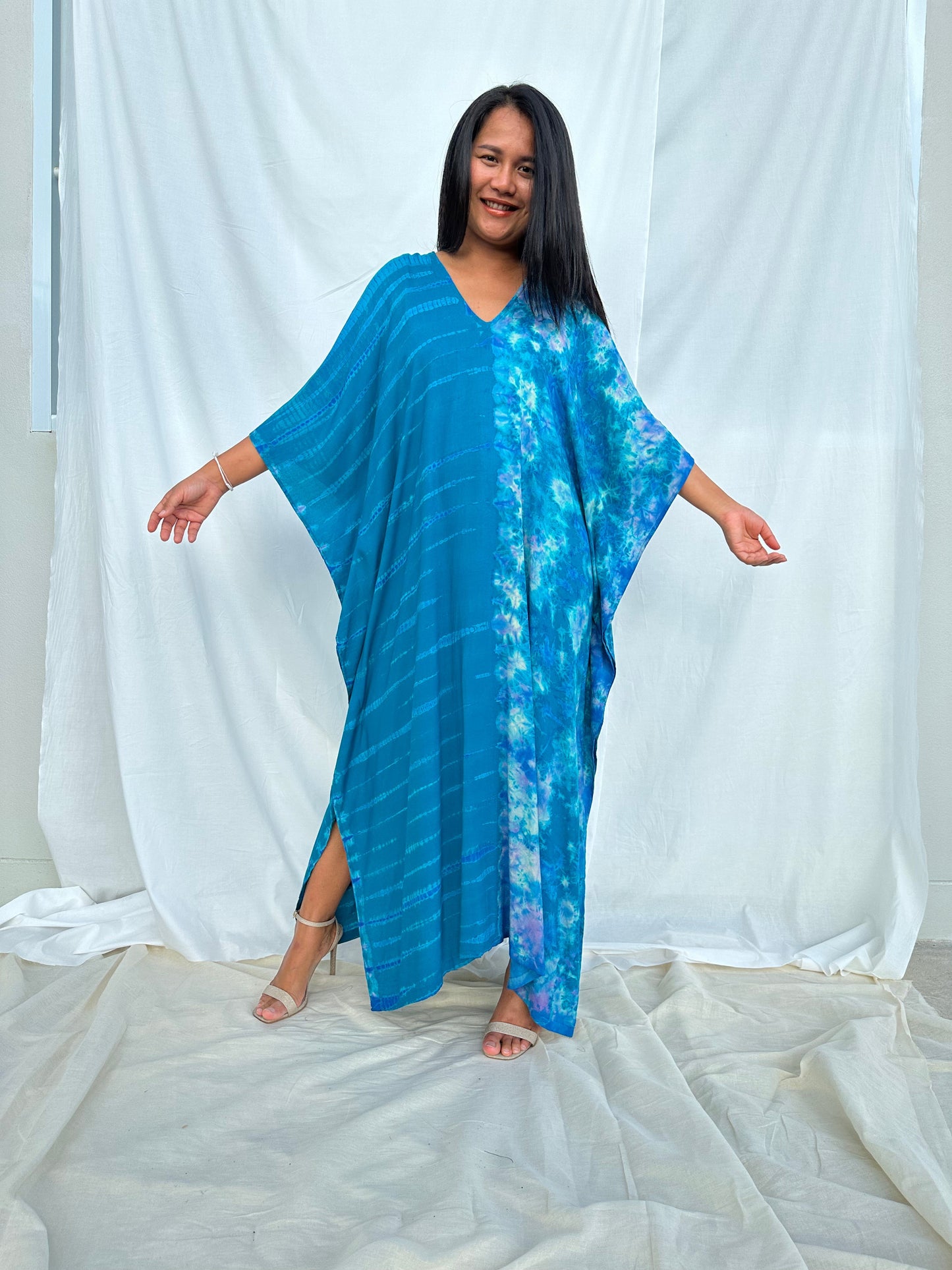 MALA handworks Mala Kaftan in Blue Teal Tie Dye