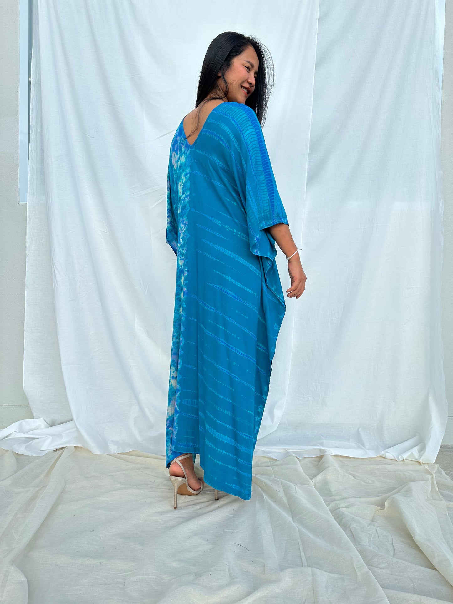 MALA handworks Mala Kaftan in Blue Teal Tie Dye