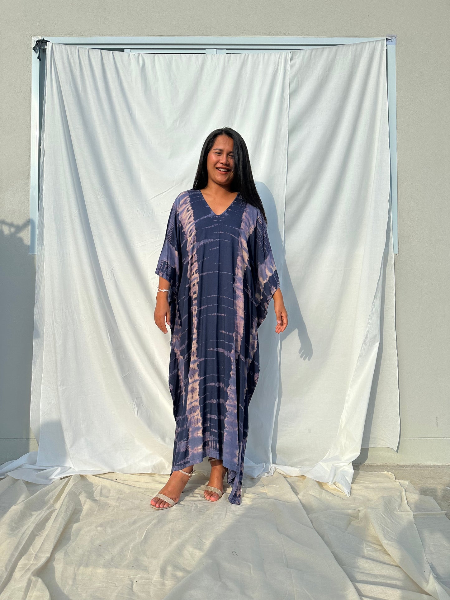MALA handworks MaLa Kaftan in Dark Blue and Lavender