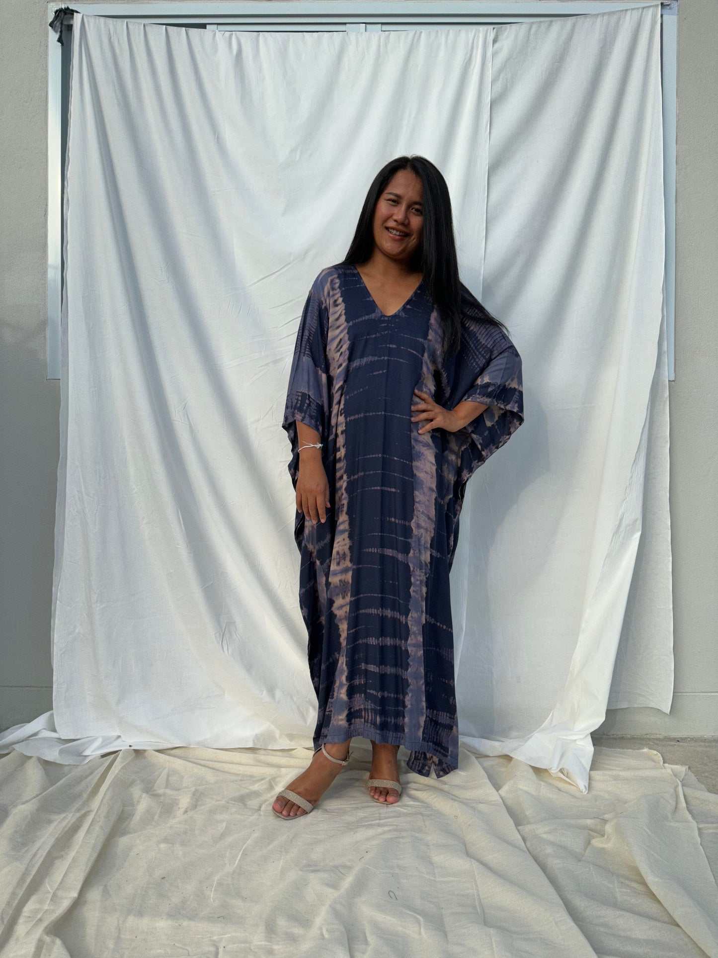 MALA handworks MaLa Kaftan in Dark Blue and Lavender
