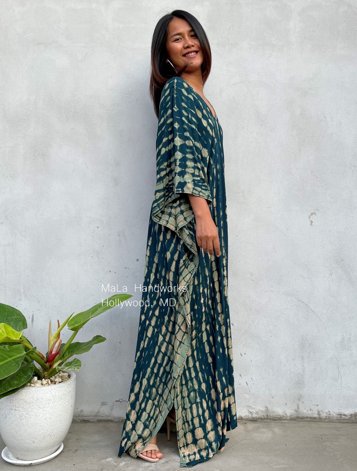 MALA handworks Mala Kaftan in Green Tie Dye