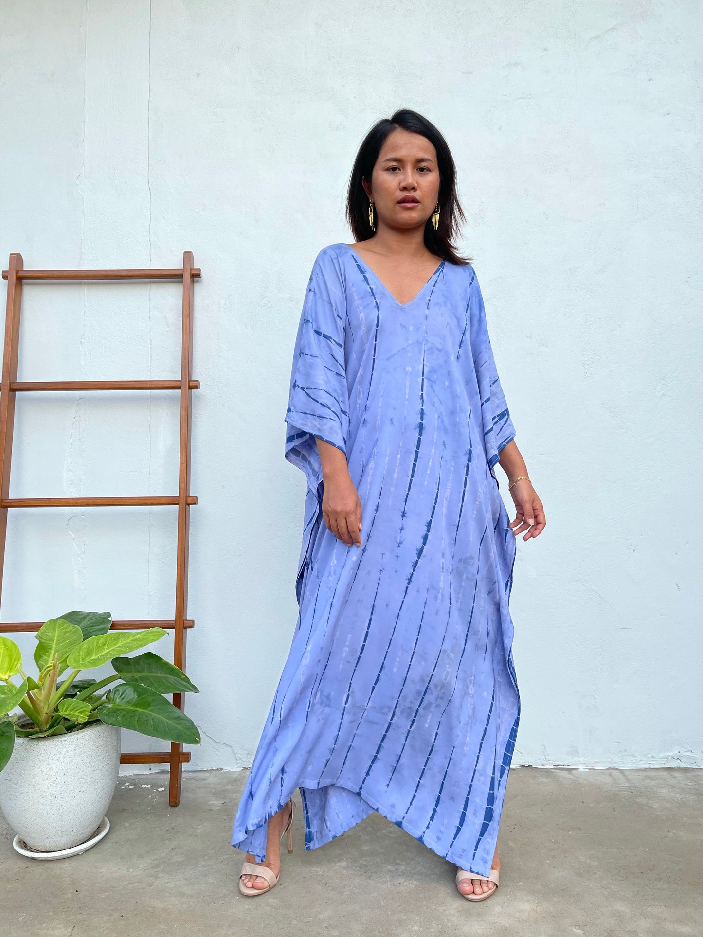 MALA handworks Mala Kaftan in Lavender and Blue Tie Dye