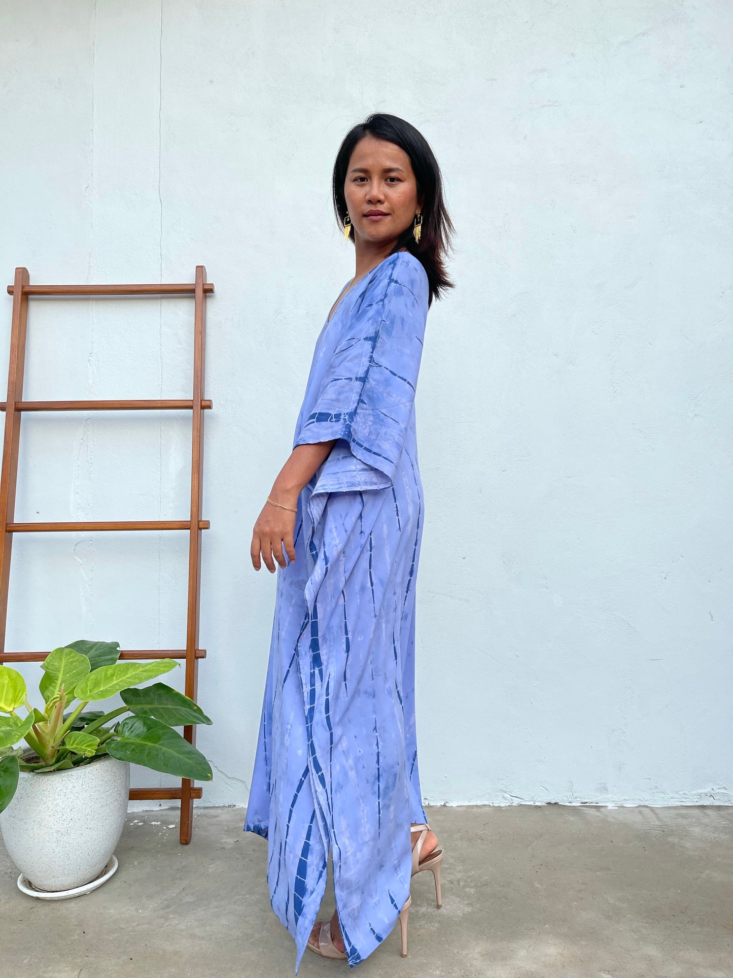 MALA handworks Mala Kaftan in Lavender and Blue Tie Dye
