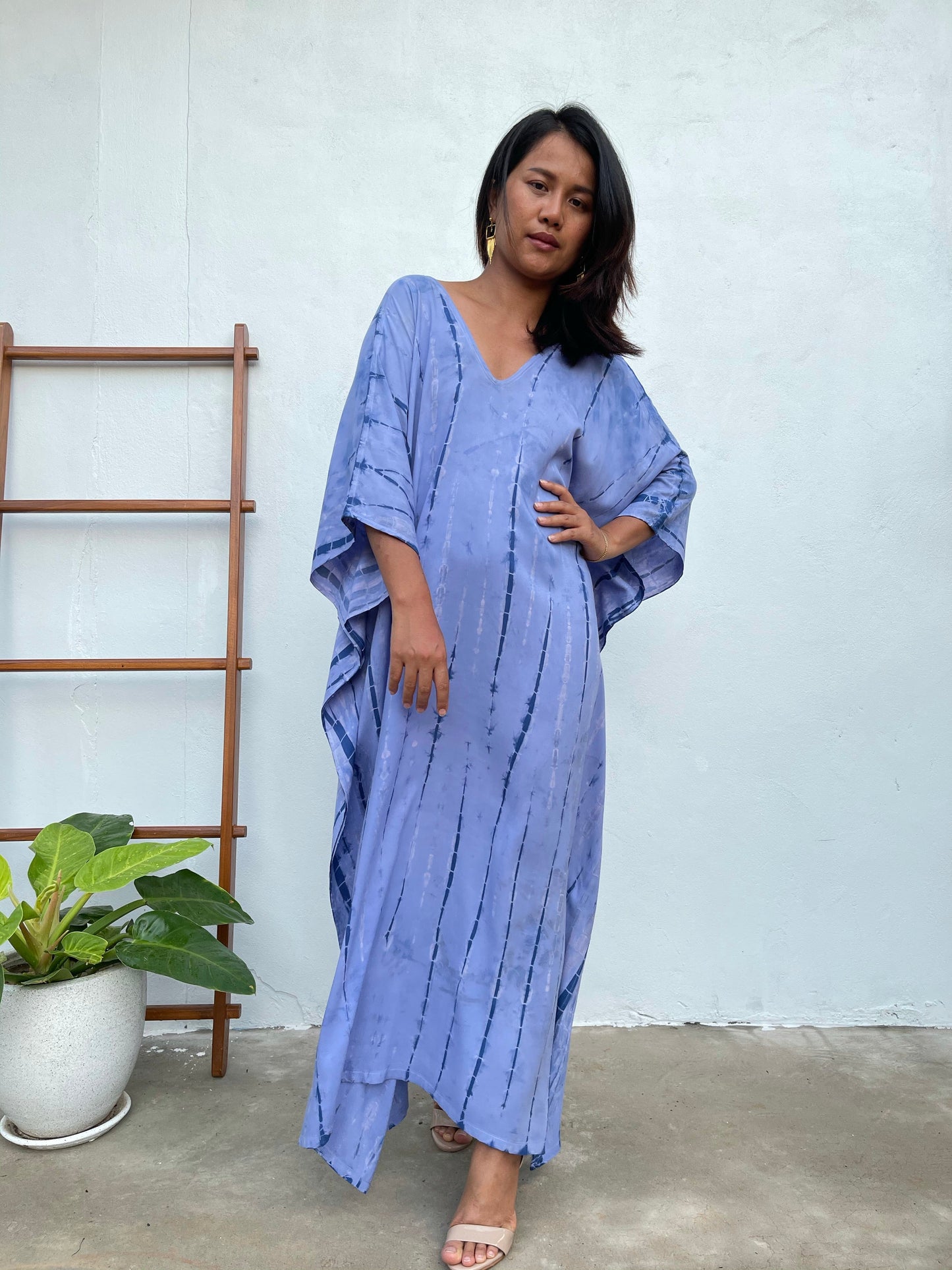 MALA handworks Mala Kaftan in Lavender and Blue Tie Dye