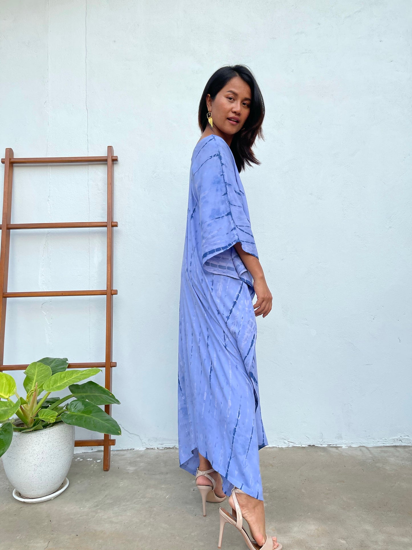 MALA handworks Mala Kaftan in Lavender and Blue Tie Dye