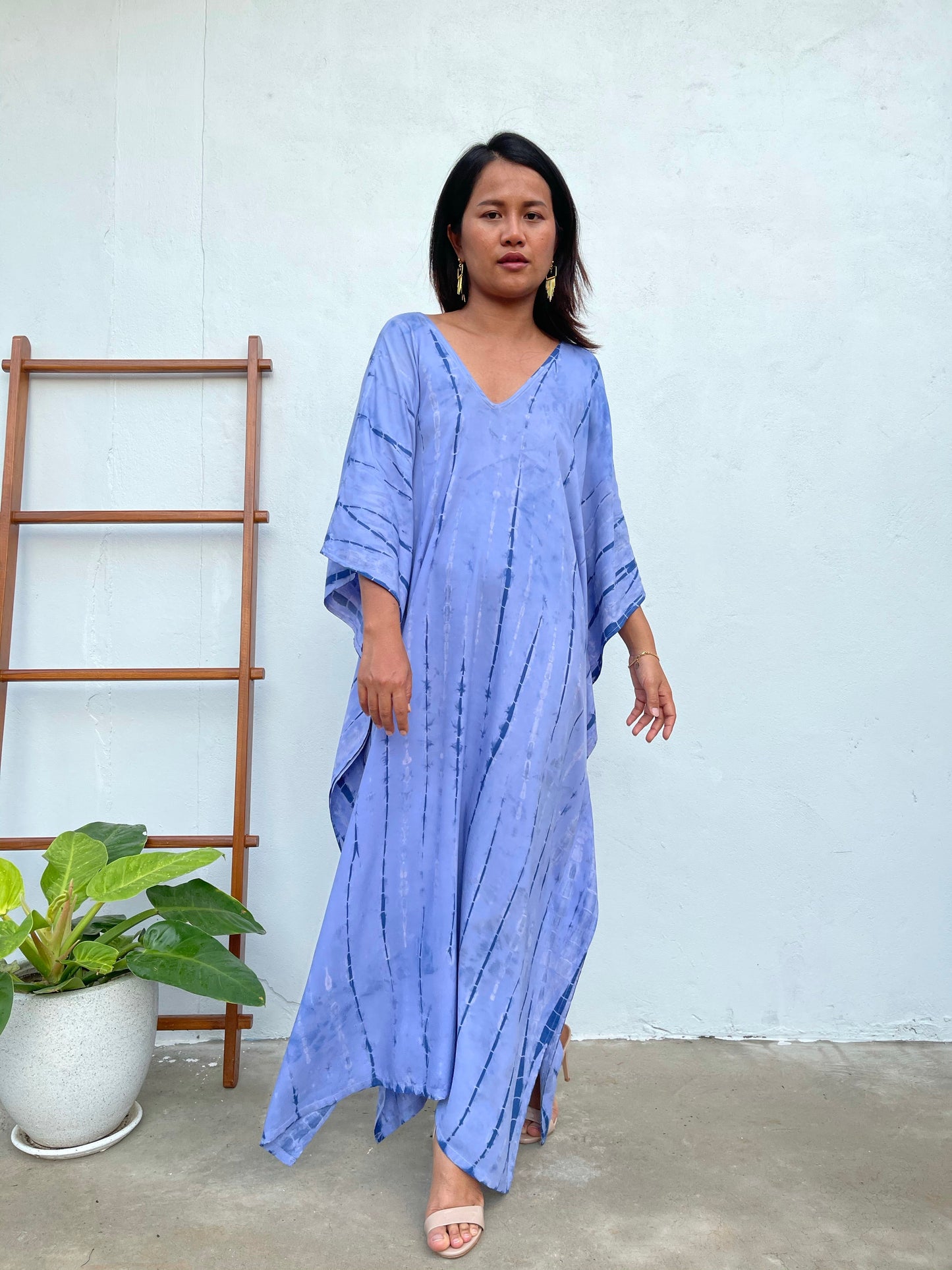 MALA handworks Mala Kaftan in Lavender and Blue Tie Dye