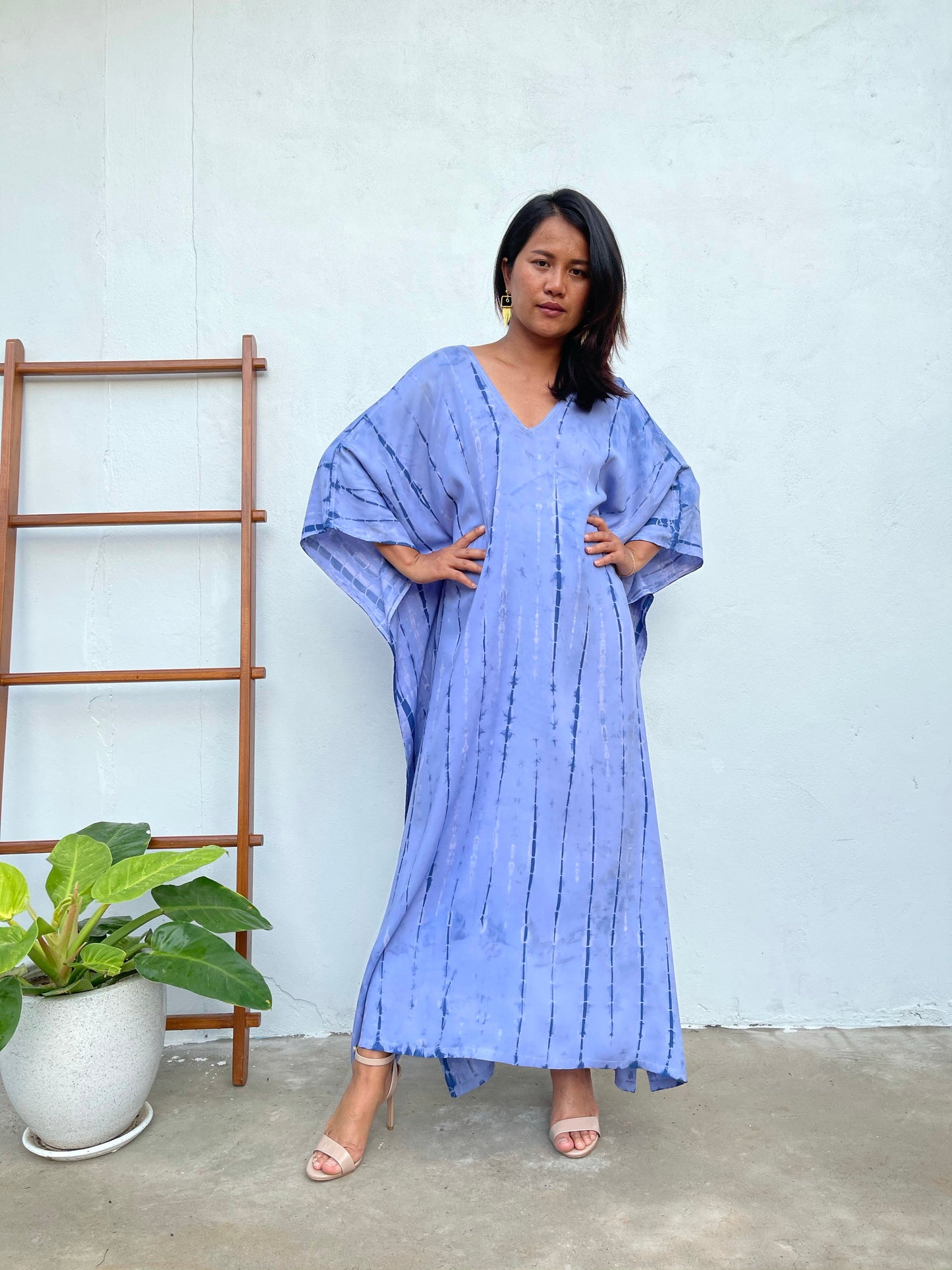 MALA handworks Mala Kaftan in Lavender and Blue Tie Dye