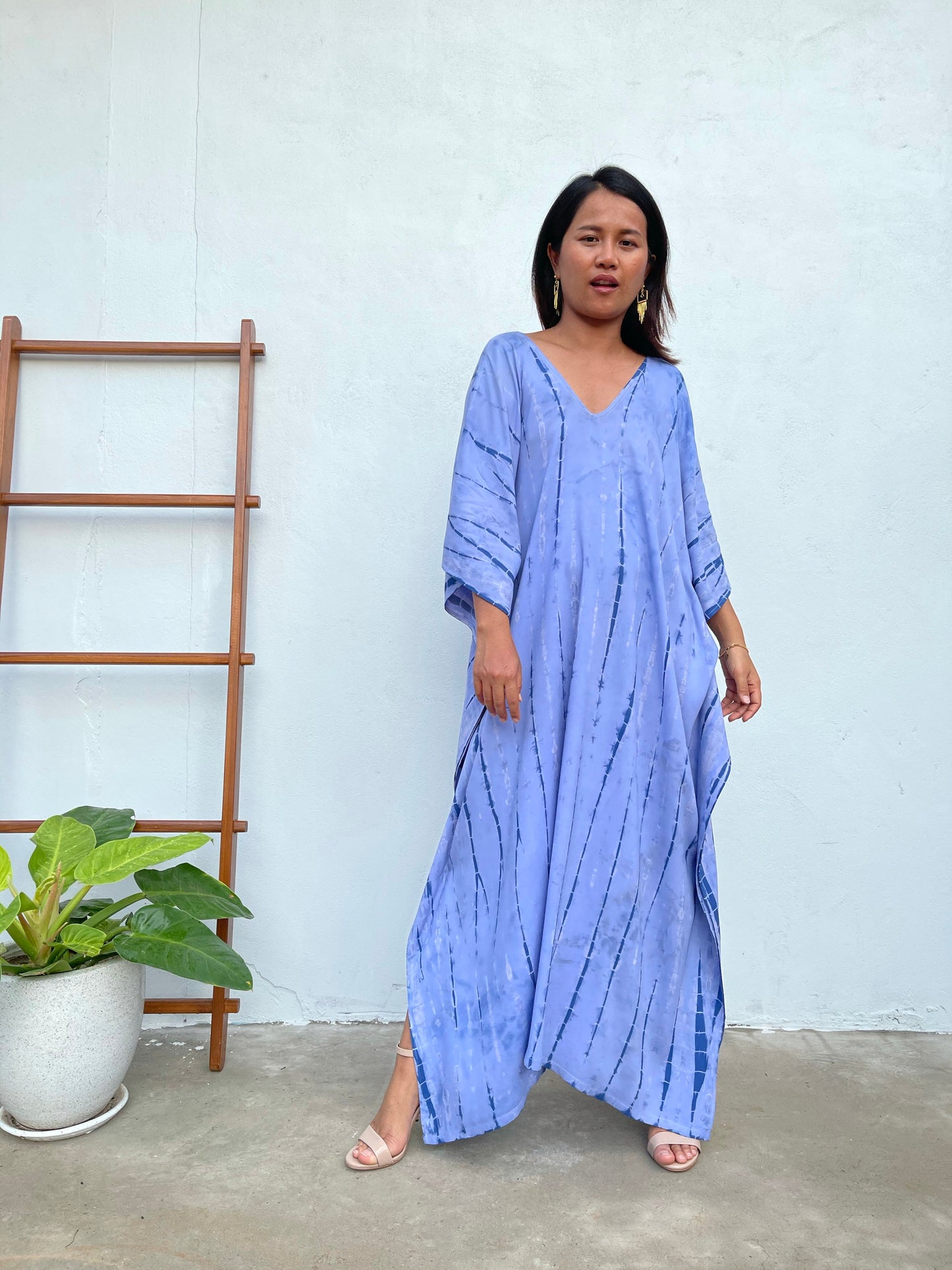 MALA handworks Mala Kaftan in Lavender and Blue Tie Dye