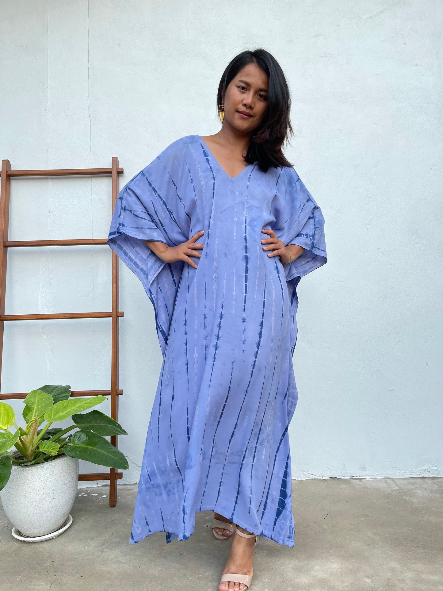 MALA handworks Mala Kaftan in Lavender and Blue Tie Dye