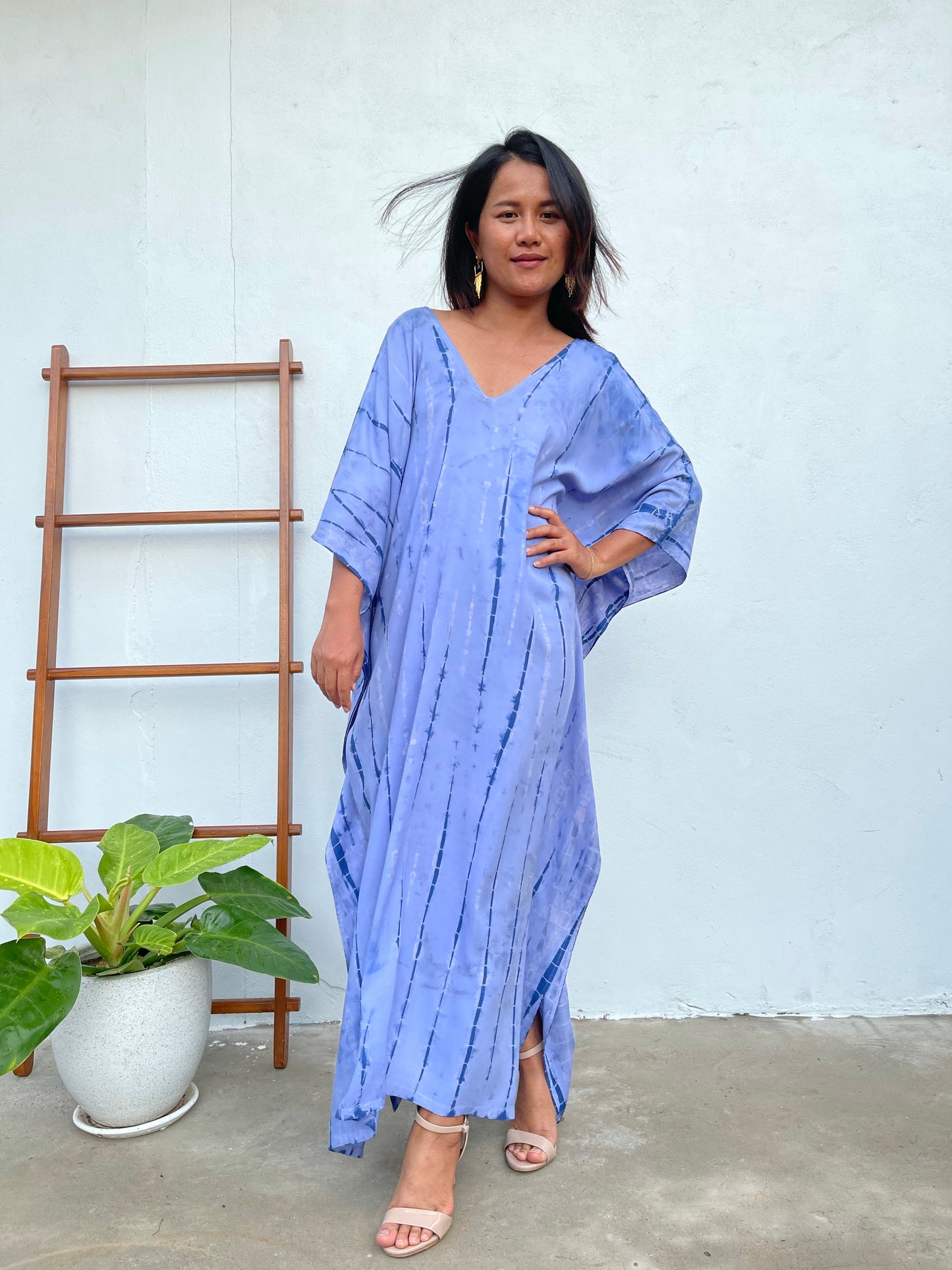 MALA handworks Mala Kaftan in Lavender and Blue Tie Dye