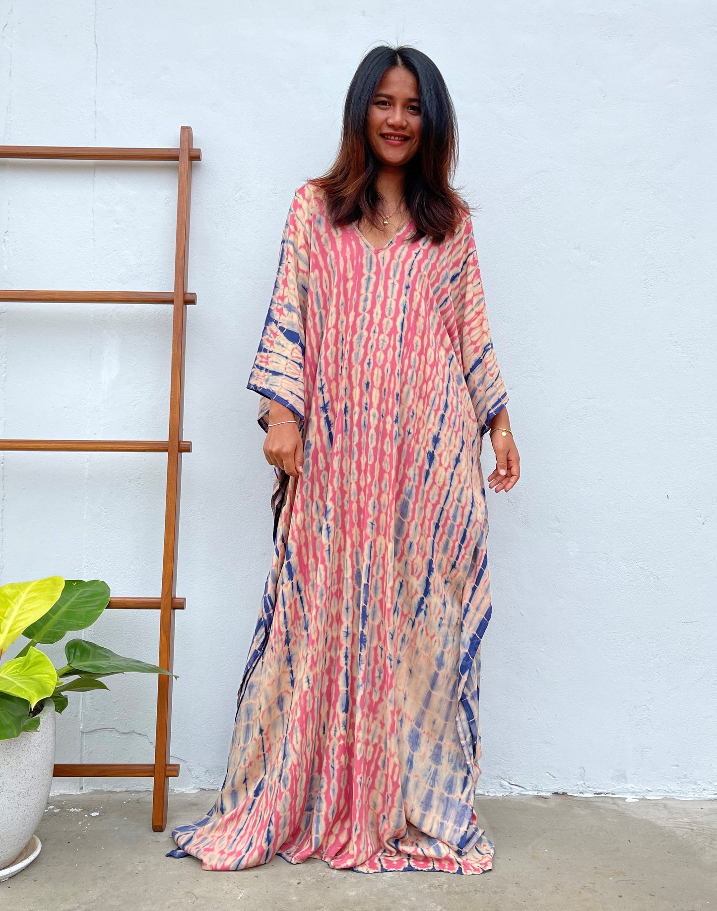 MALA handworks Mala Kaftan in Pink and Blue Tie Dye