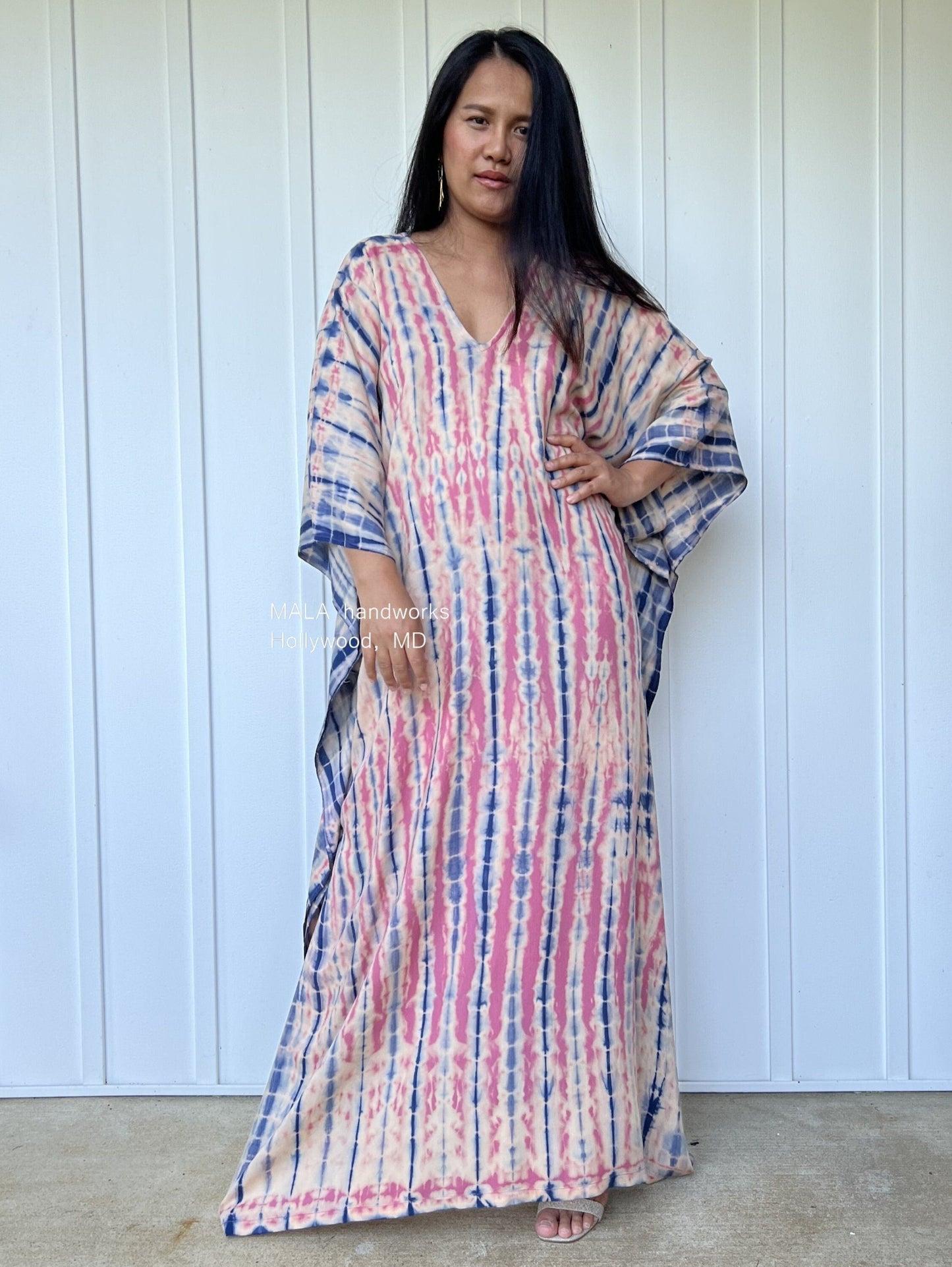 MALA handworks Mala Kaftan in Pink and Blue Tie Dye