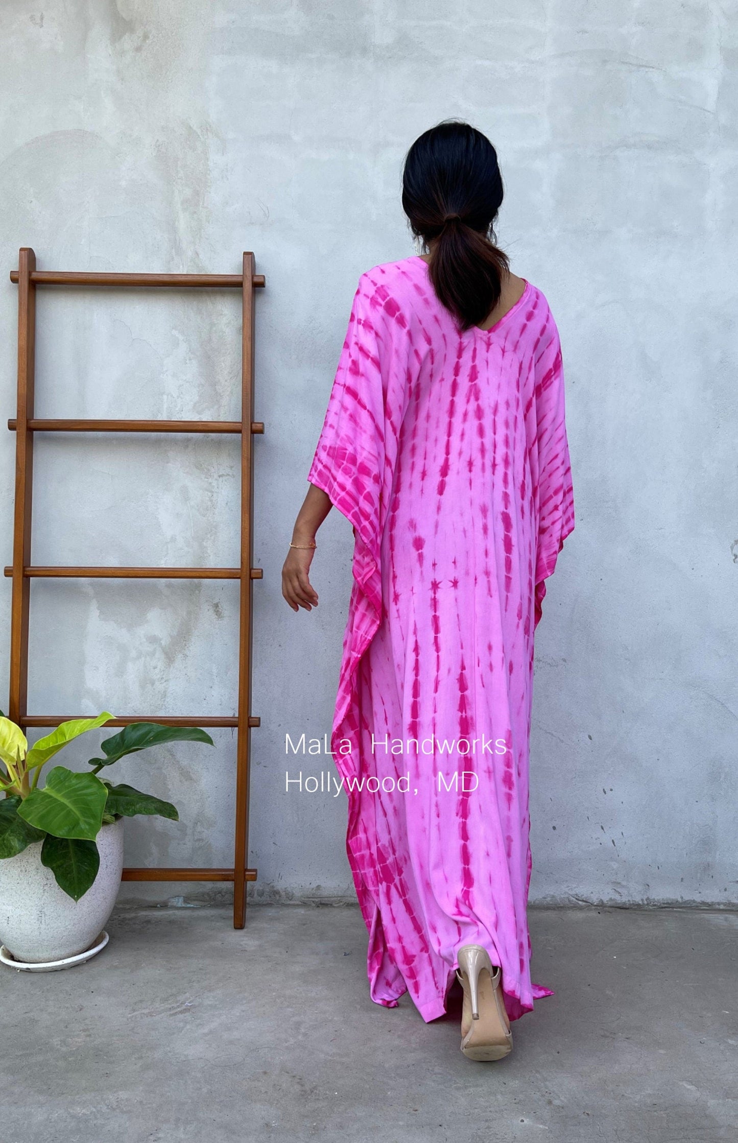 MALA handworks Mala Kaftan in Pink Tie Dye