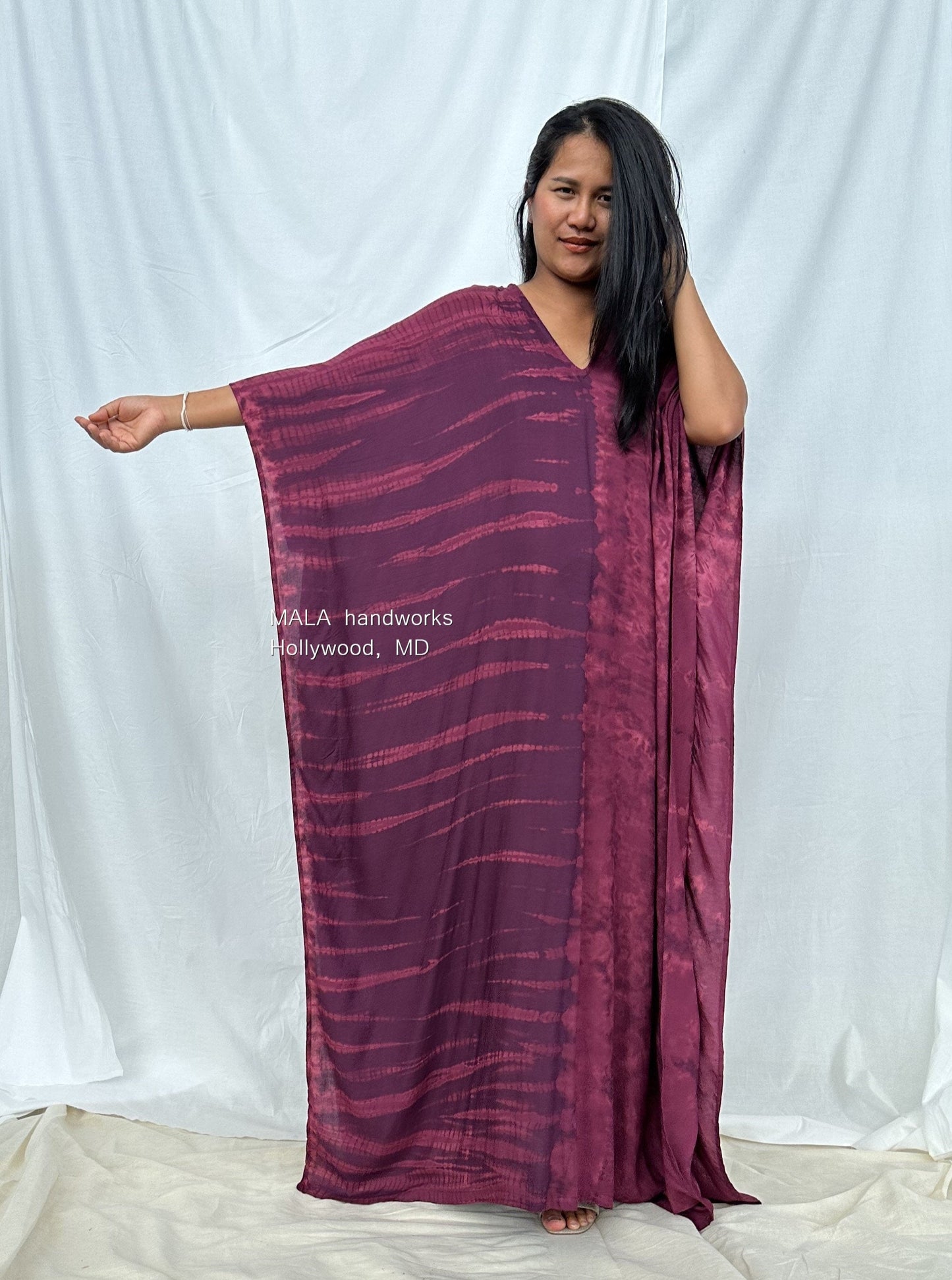 MALA handworks Mala Kaftan in Purple Tie Dye