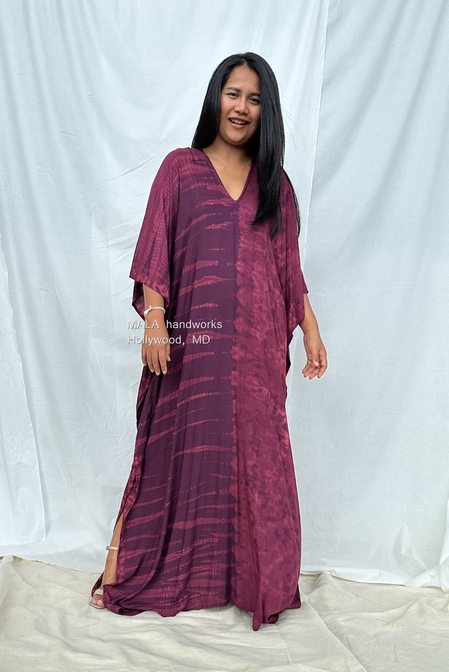 MALA handworks Mala Kaftan in Purple Tie Dye