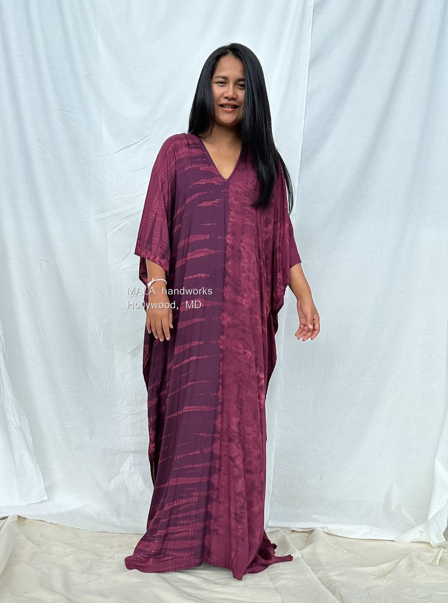 MALA handworks Mala Kaftan in Purple Tie Dye