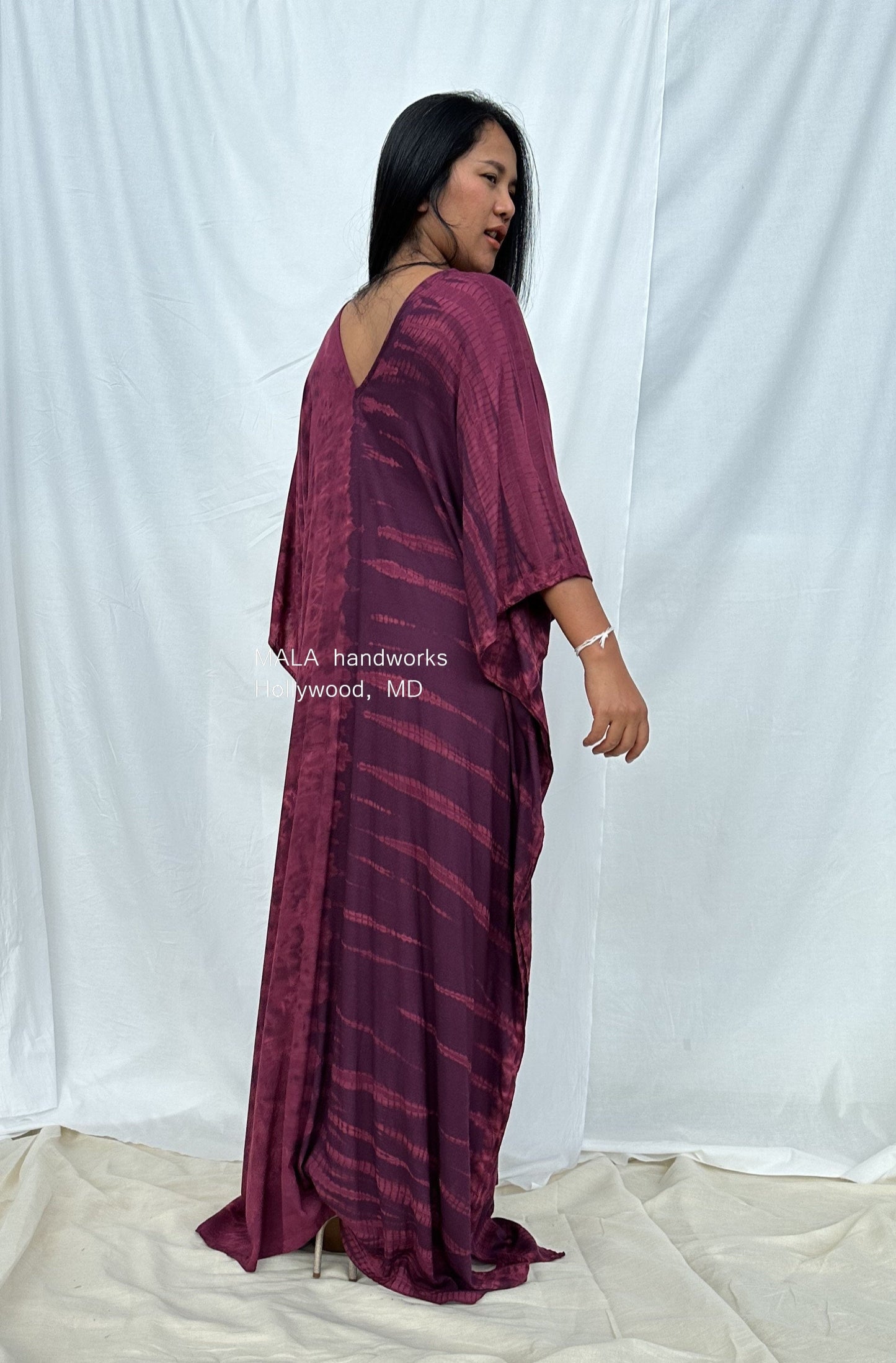 MALA handworks Mala Kaftan in Purple Tie Dye