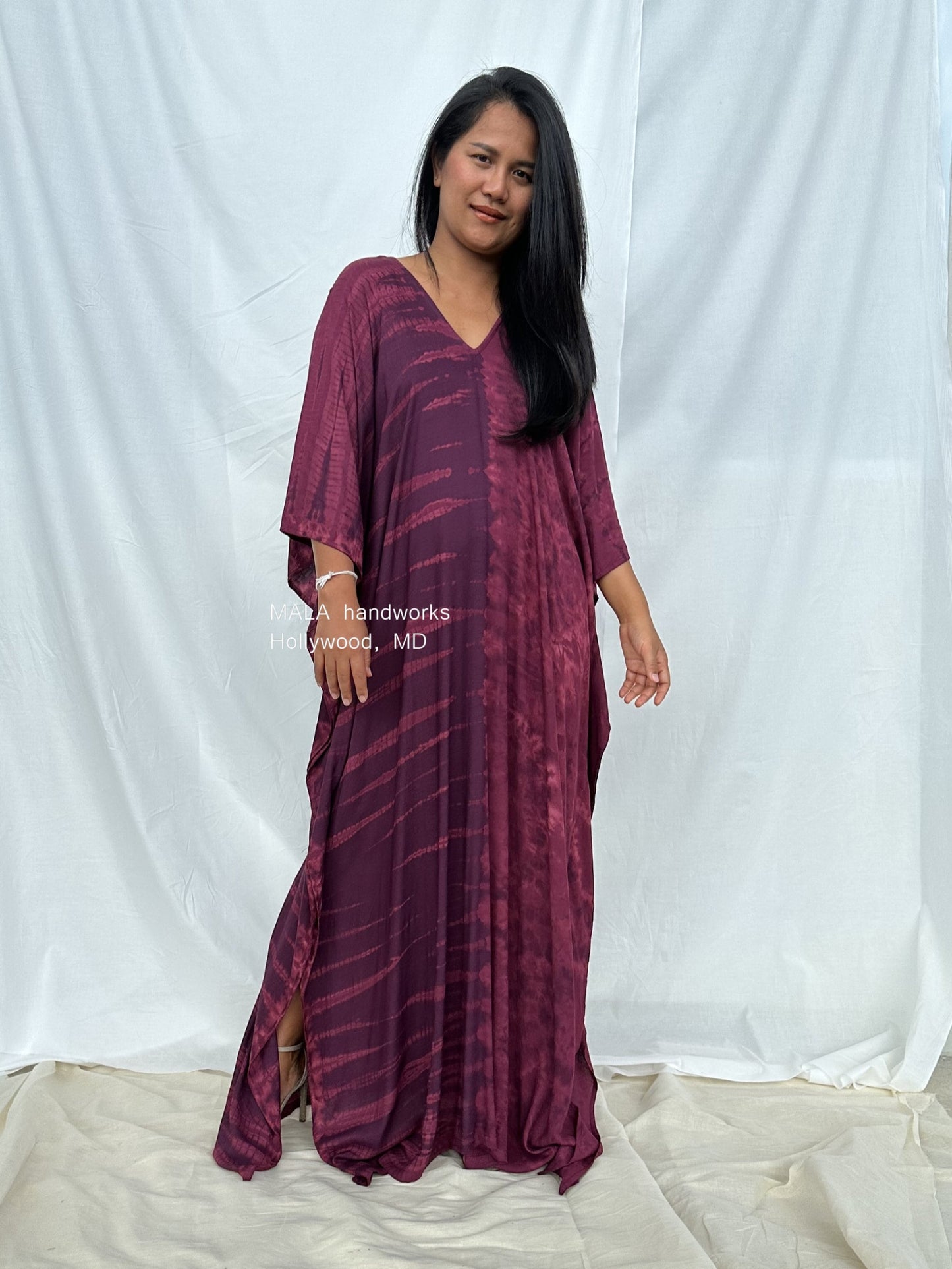 MALA handworks Mala Kaftan in Purple Tie Dye