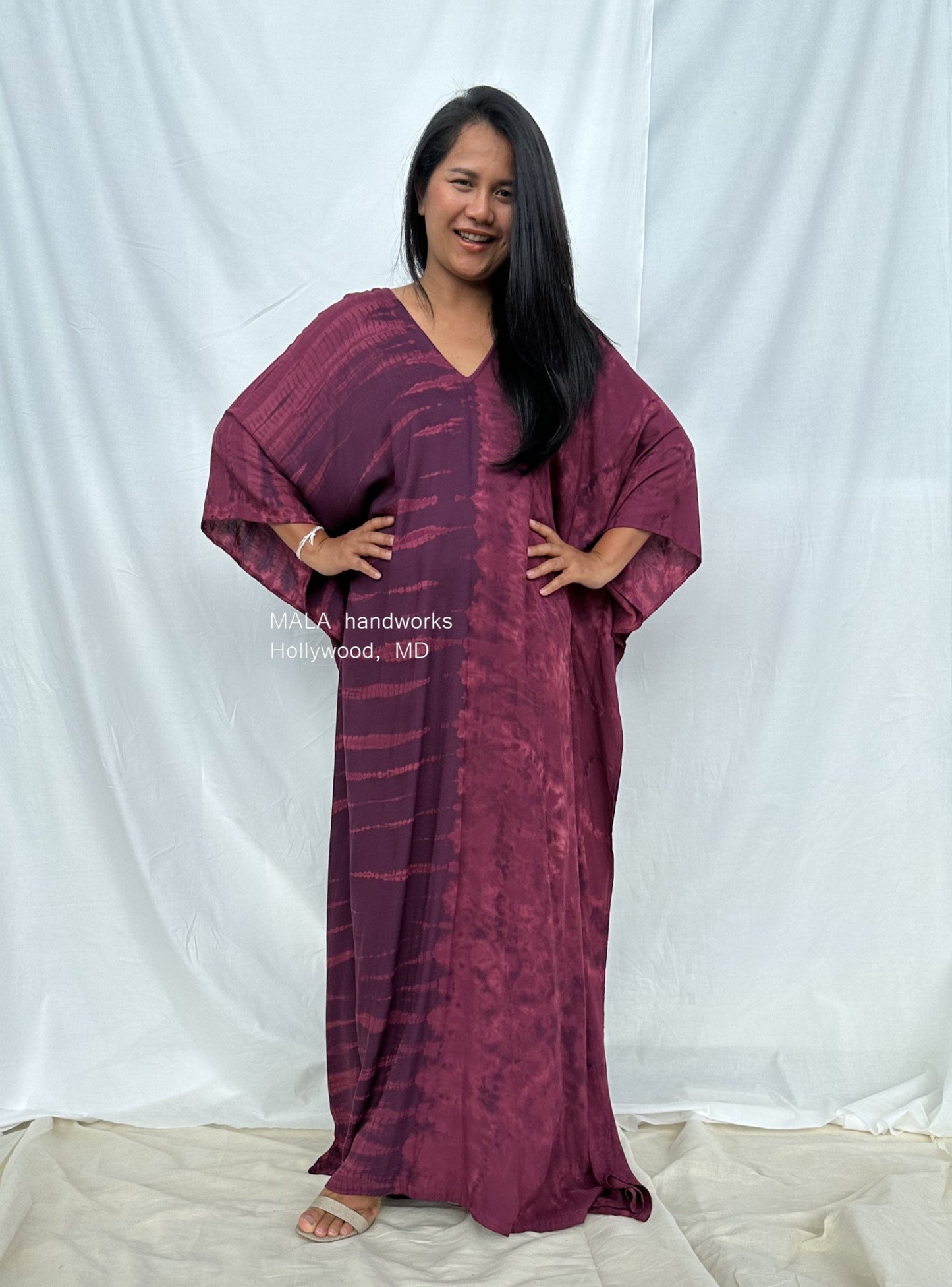 MALA handworks Mala Kaftan in Purple Tie Dye