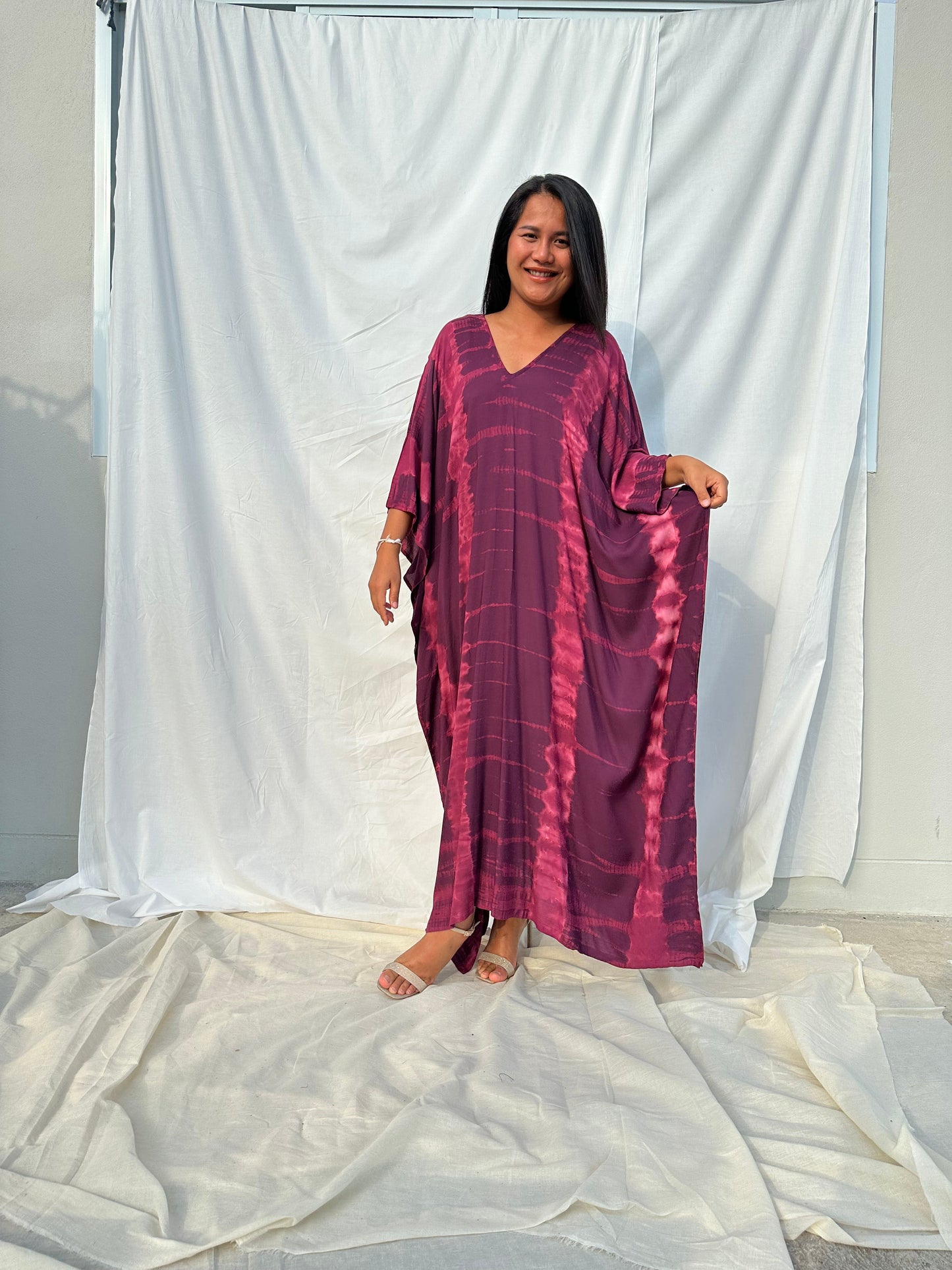 MALA handworks Mala Kaftan in Purple Tie Dye