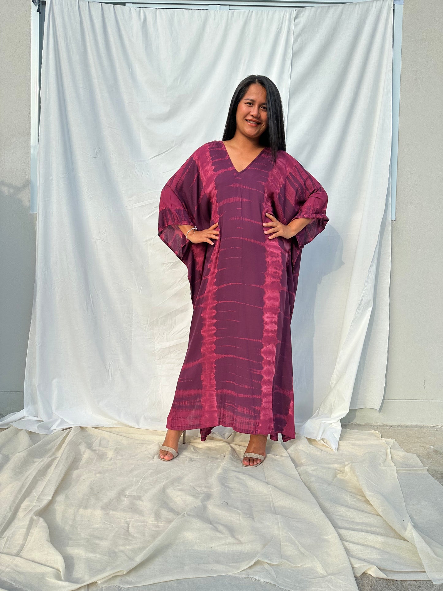 MALA handworks Mala Kaftan in Purple Tie Dye