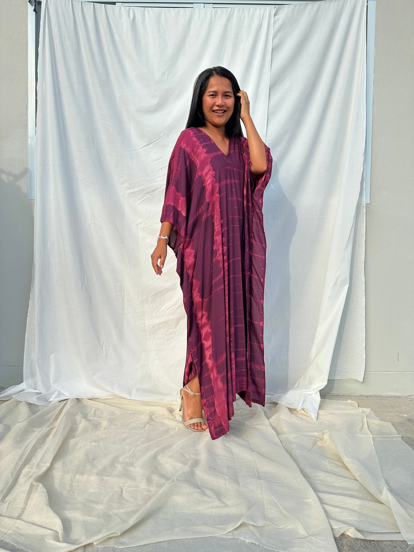 MALA handworks Mala Kaftan in Purple Tie Dye