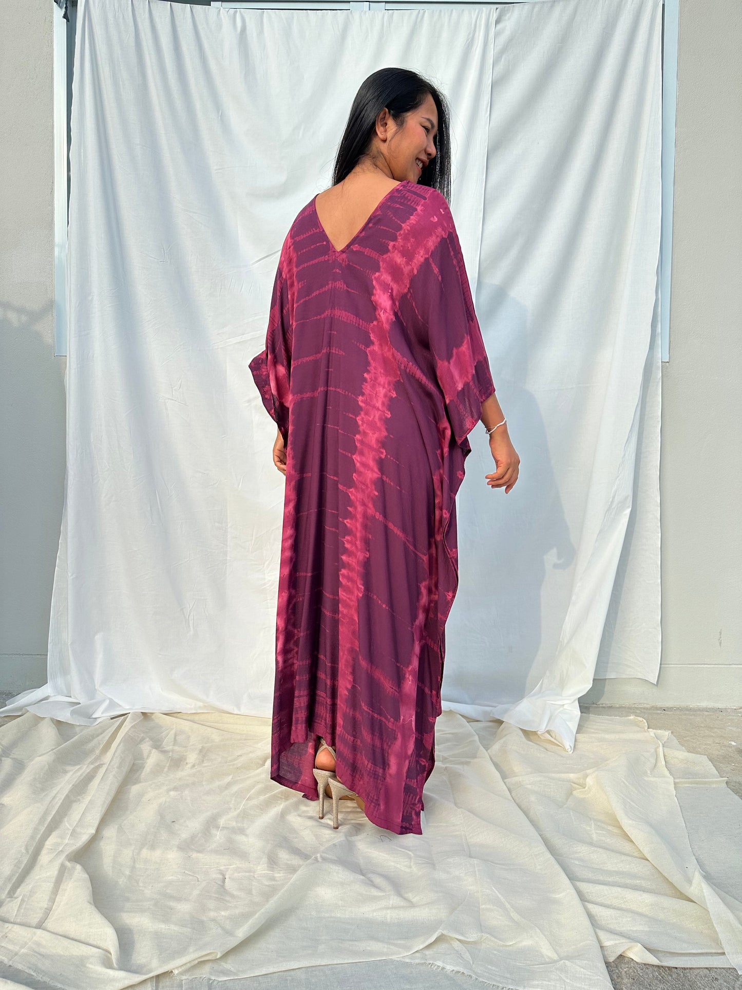 MALA handworks Mala Kaftan in Purple Tie Dye