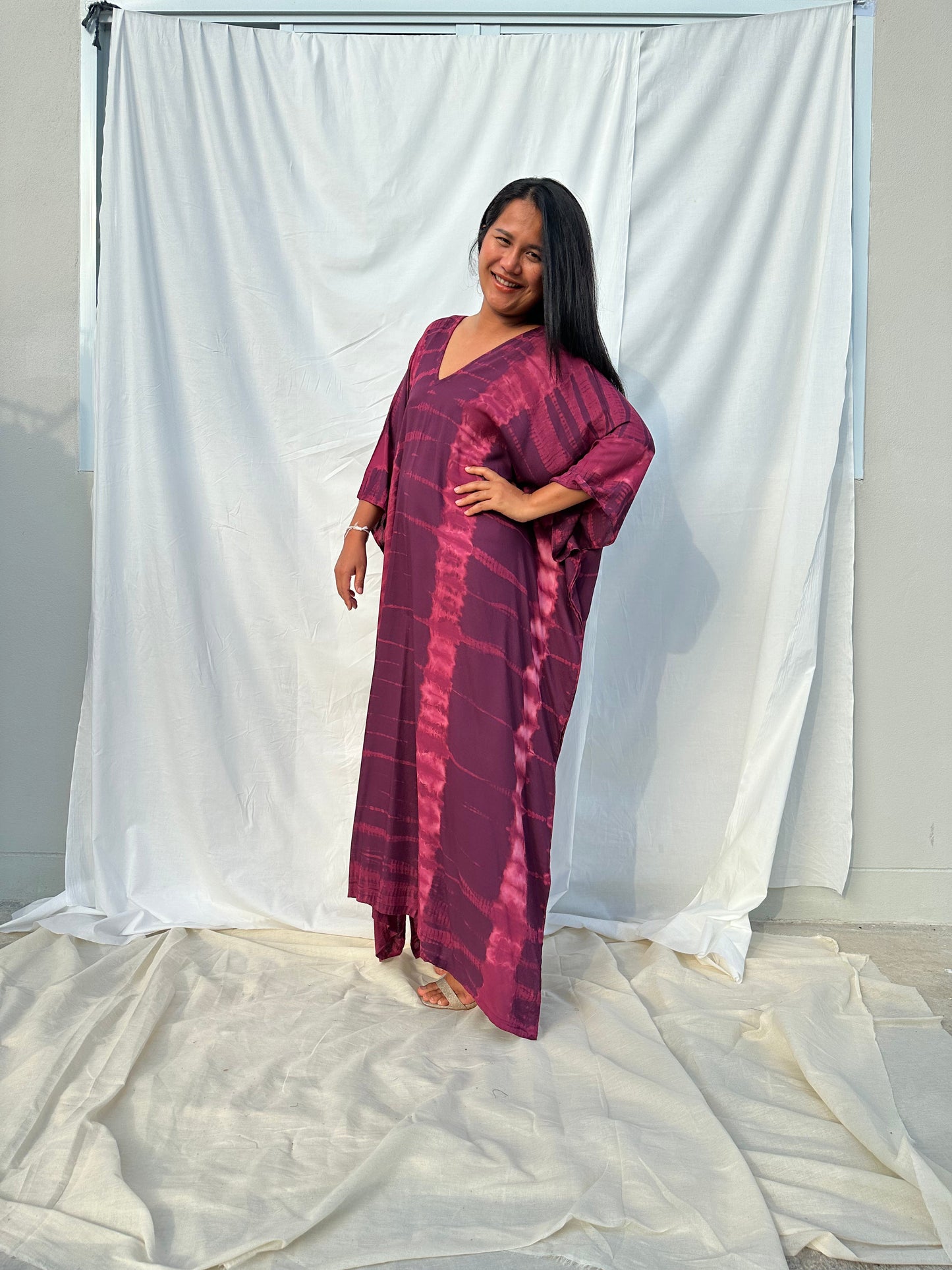 MALA handworks Mala Kaftan in Purple Tie Dye