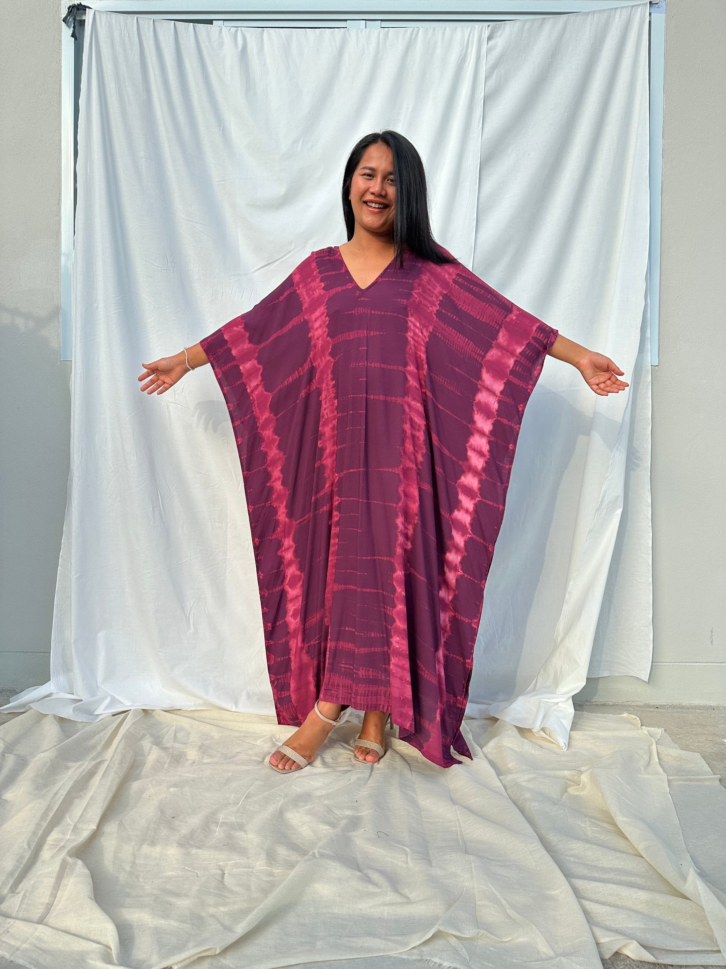 MALA handworks Mala Kaftan in Purple Tie Dye
