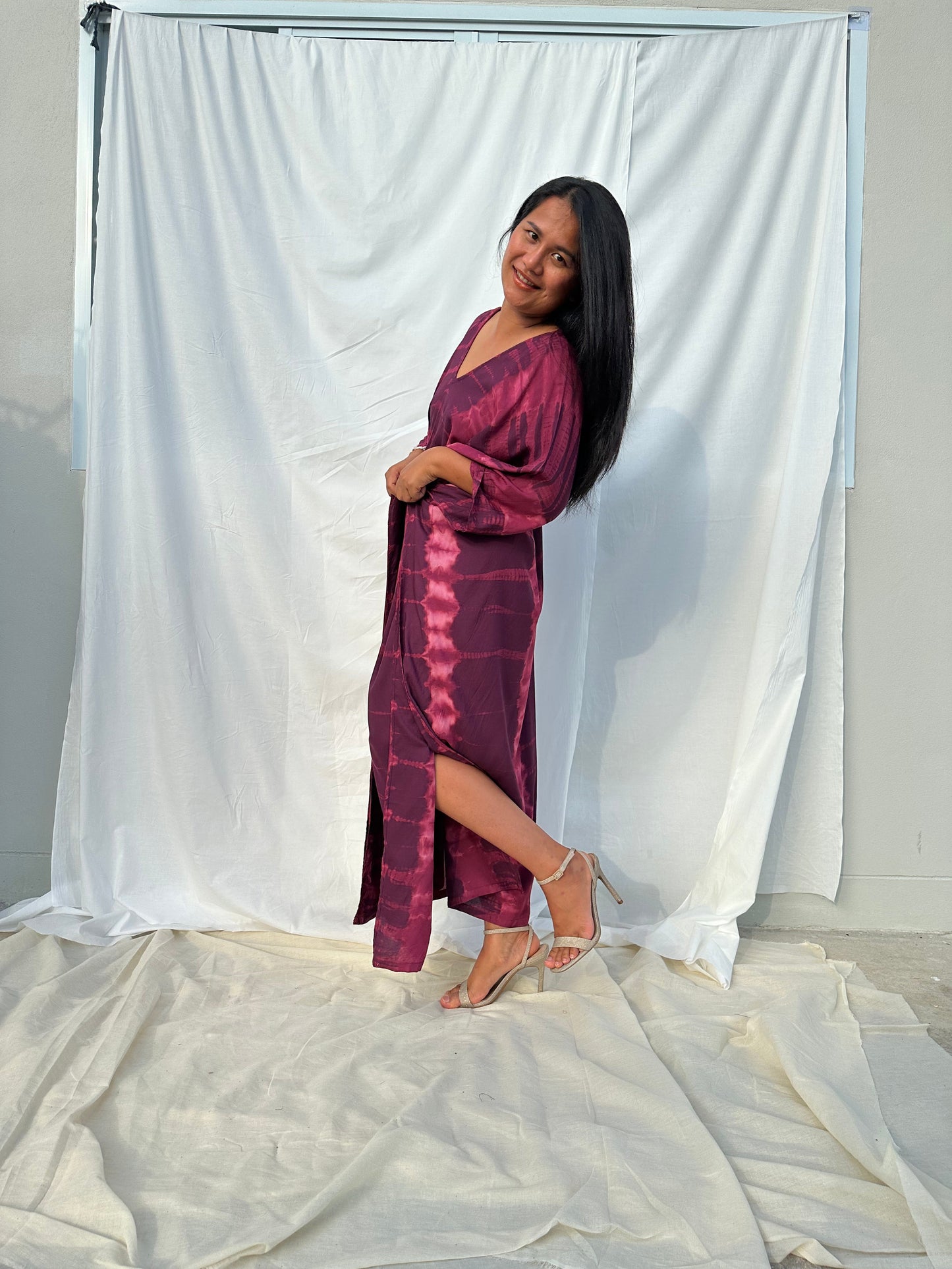 MALA handworks Mala Kaftan in Purple Tie Dye