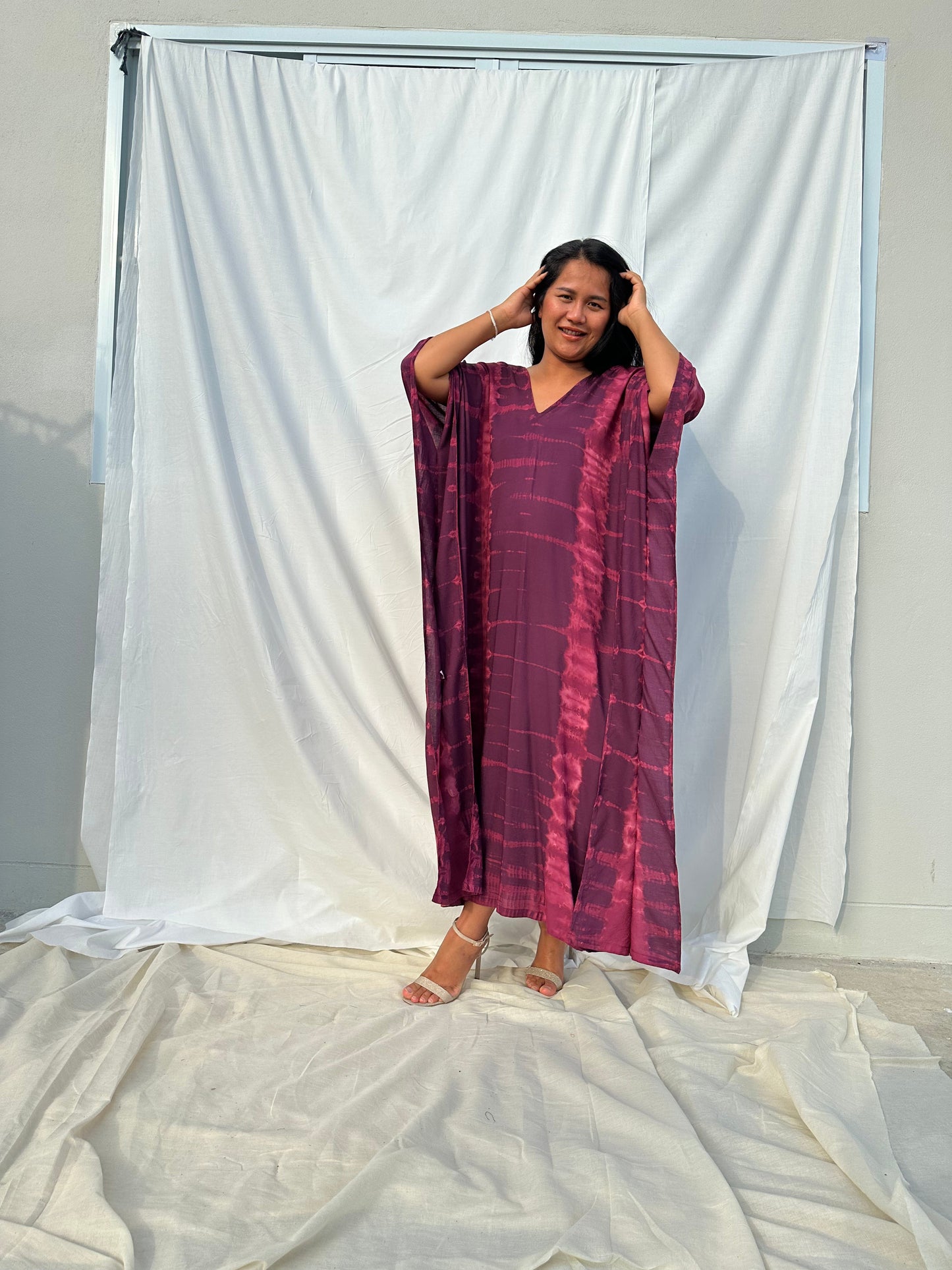 MALA handworks Mala Kaftan in Purple Tie Dye