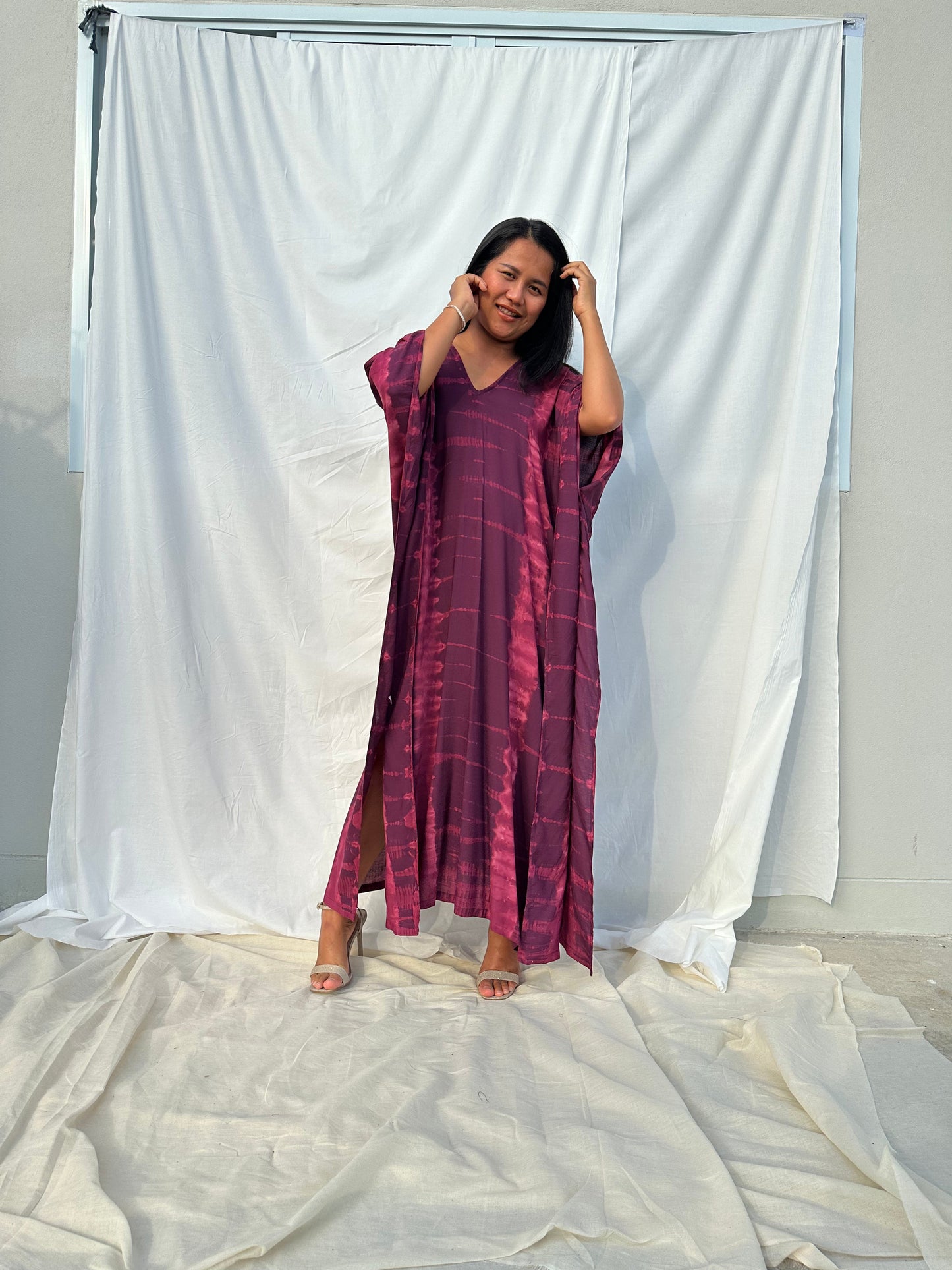 MALA handworks Mala Kaftan in Purple Tie Dye