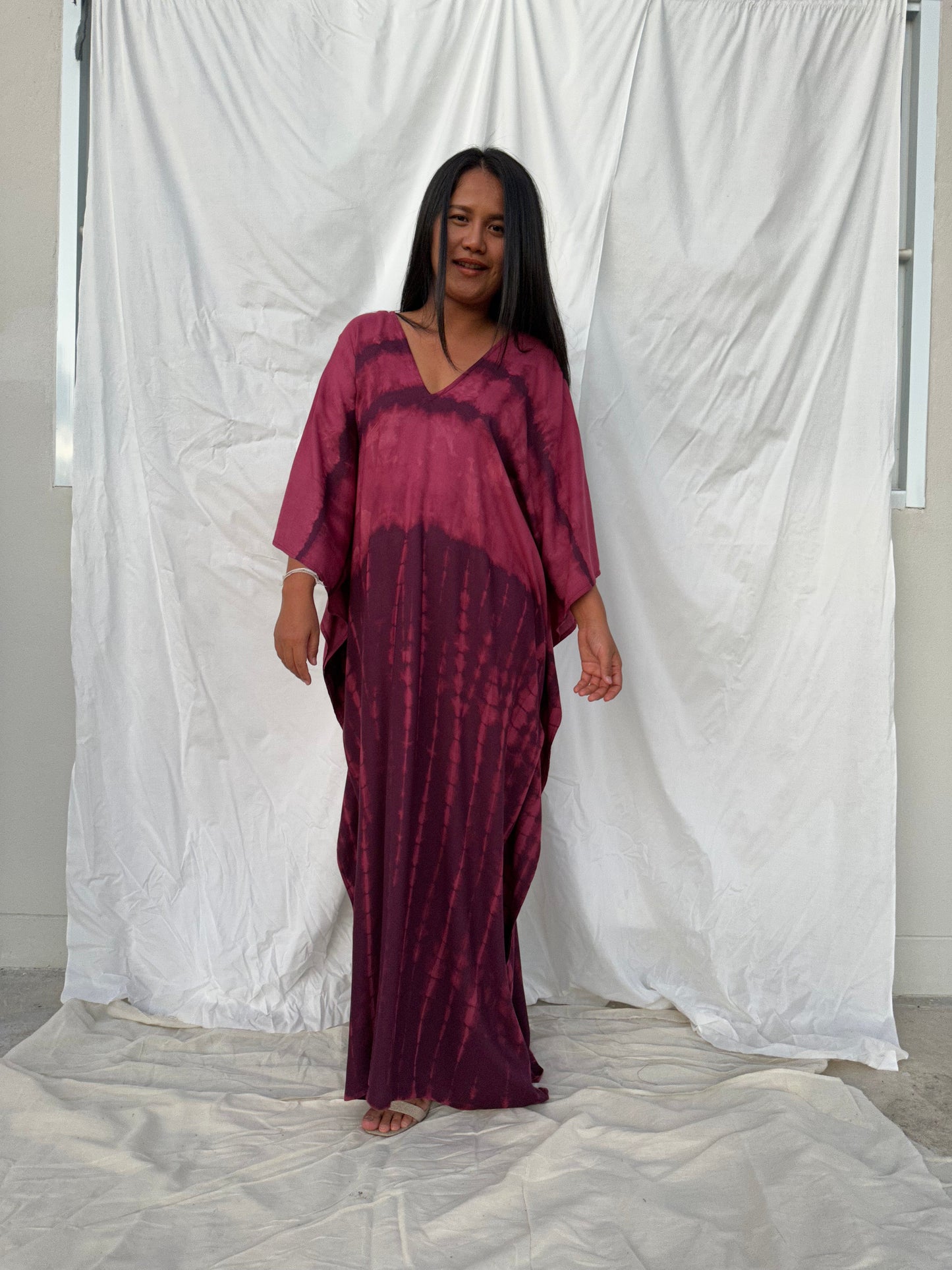 MALA handworks Mala Kaftan in Purple Tie Dye